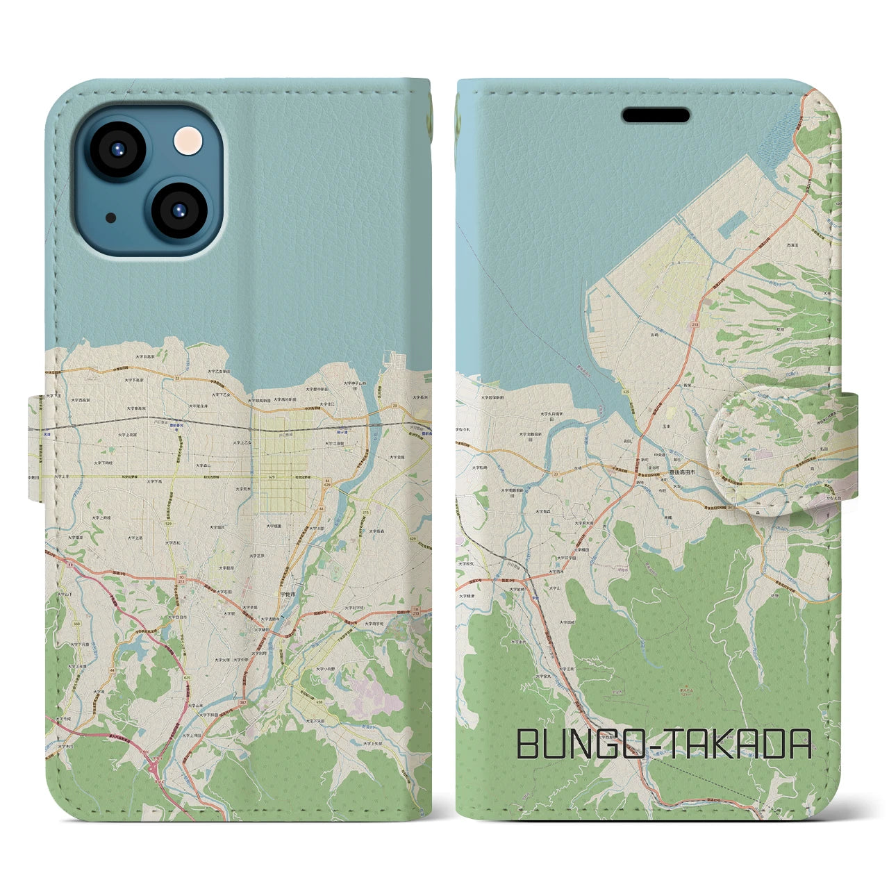 【豊後高田(大分県)】地図柄iPhoneケース(手帳タイプ)ナチュラル・iPhone 13 用