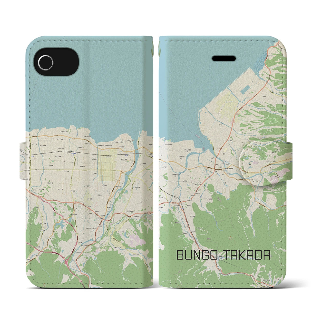 【豊後高田(大分県)】地図柄iPhoneケース(手帳タイプ)ナチュラル・iPhone SE(第3 / 第2世代) / 8 / 7 / 6s / 6 用