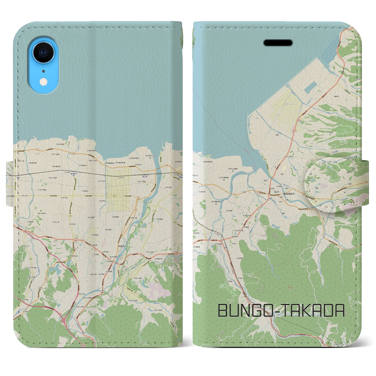 【豊後高田(大分県)】地図柄iPhoneケース(手帳タイプ)ナチュラル・iPhone XR 用