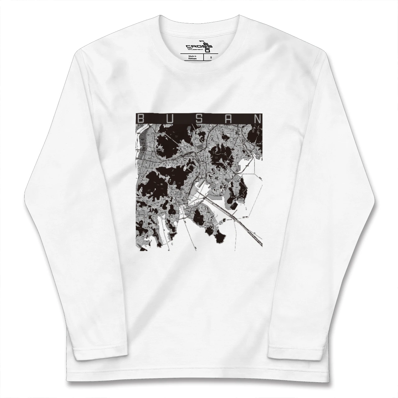 【釜山(韓国)】地図柄ロングスリーブTシャツ