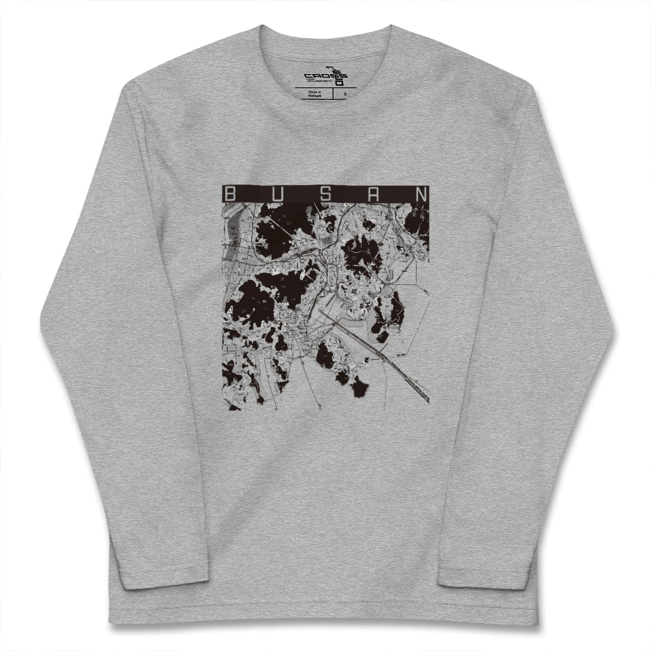 【釜山(韓国)】地図柄ロングスリーブTシャツ