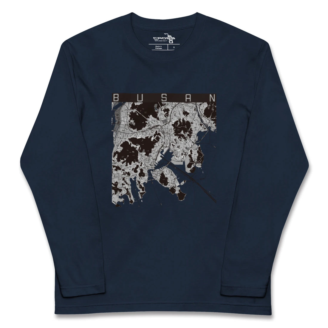【釜山(韓国)】地図柄ロングスリーブTシャツ