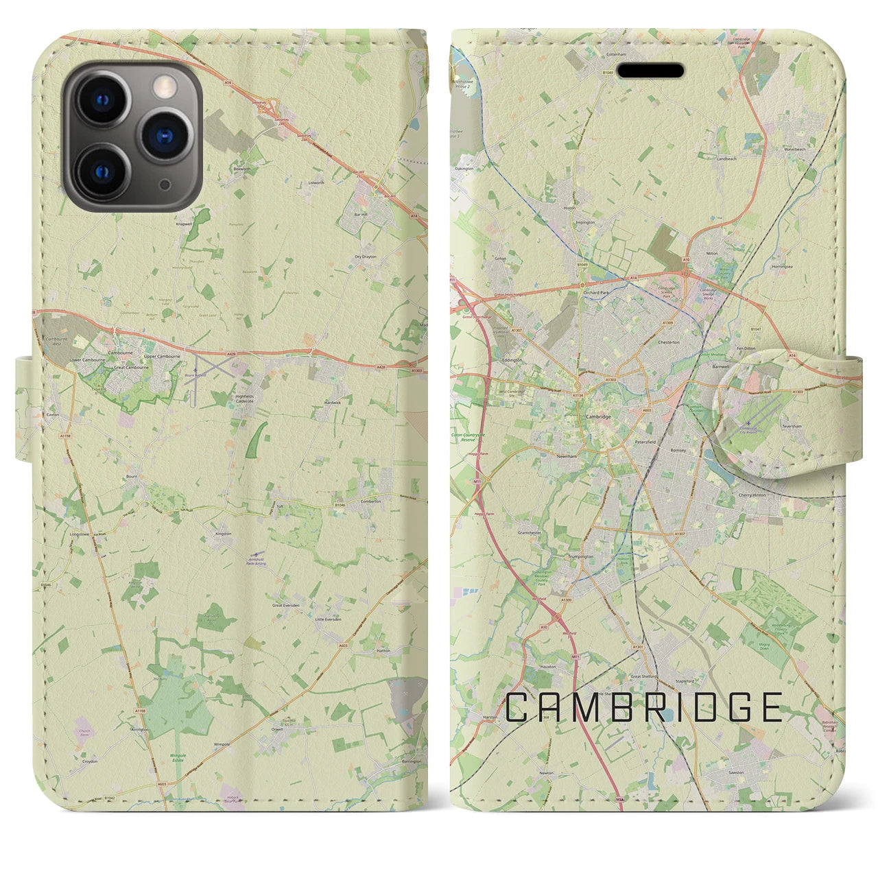 【ケンブリッジ(イギリス)】地図柄iPhoneケース(手帳タイプ)ナチュラル・iPhone 11 Pro Max 用