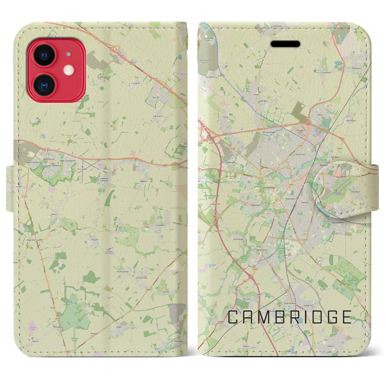 【ケンブリッジ(イギリス)】地図柄iPhoneケース(手帳タイプ)ナチュラル・iPhone 11 用