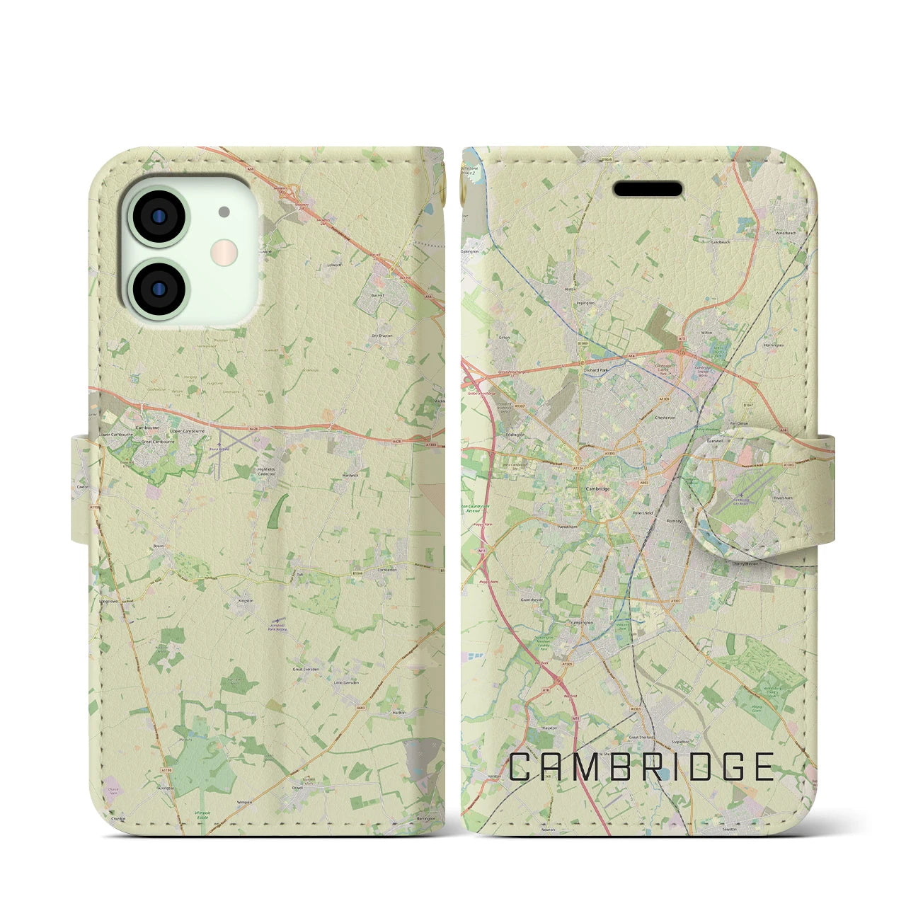 【ケンブリッジ(イギリス)】地図柄iPhoneケース(手帳タイプ)ナチュラル・iPhone 12 mini 用