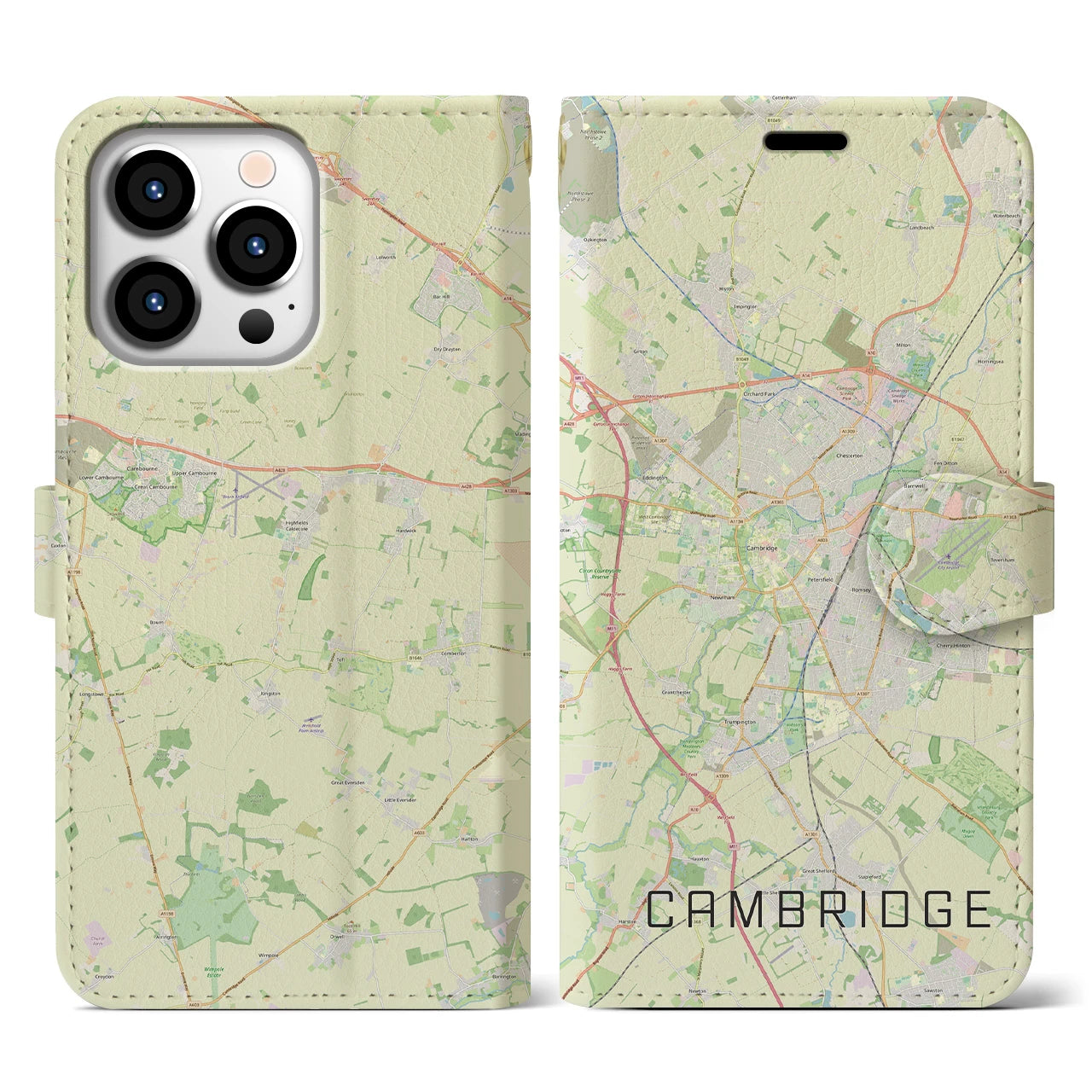 【ケンブリッジ(イギリス)】地図柄iPhoneケース(手帳タイプ)ナチュラル・iPhone 13 Pro 用