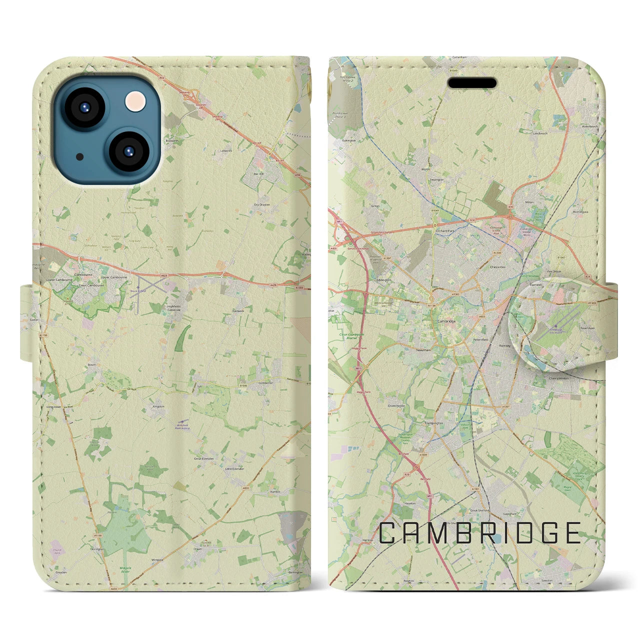 【ケンブリッジ(イギリス)】地図柄iPhoneケース(手帳タイプ)ナチュラル・iPhone 13 用
