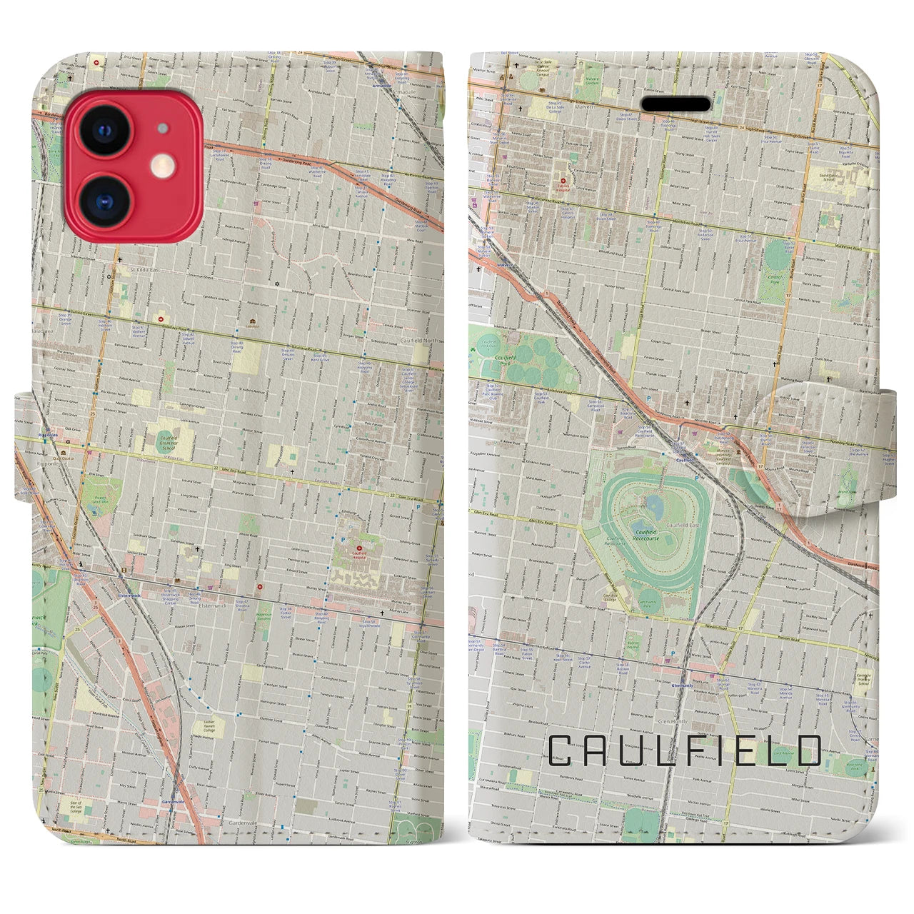 【コーフィールド(オーストラリア)】地図柄iPhoneケース(手帳タイプ)ナチュラル・iPhone 11 用