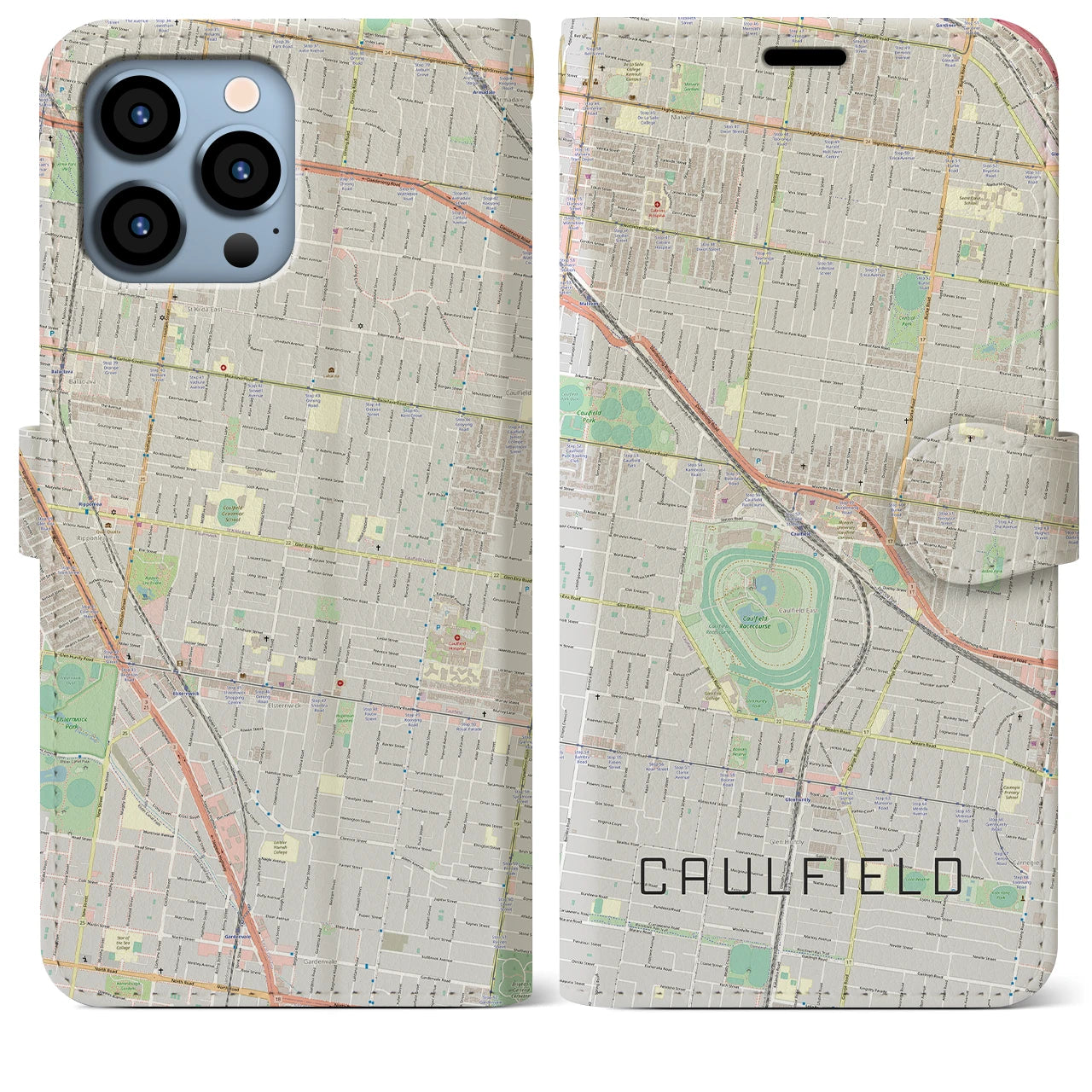 【コーフィールド(オーストラリア)】地図柄iPhoneケース(手帳タイプ)ナチュラル・iPhone 13 Pro Max 用