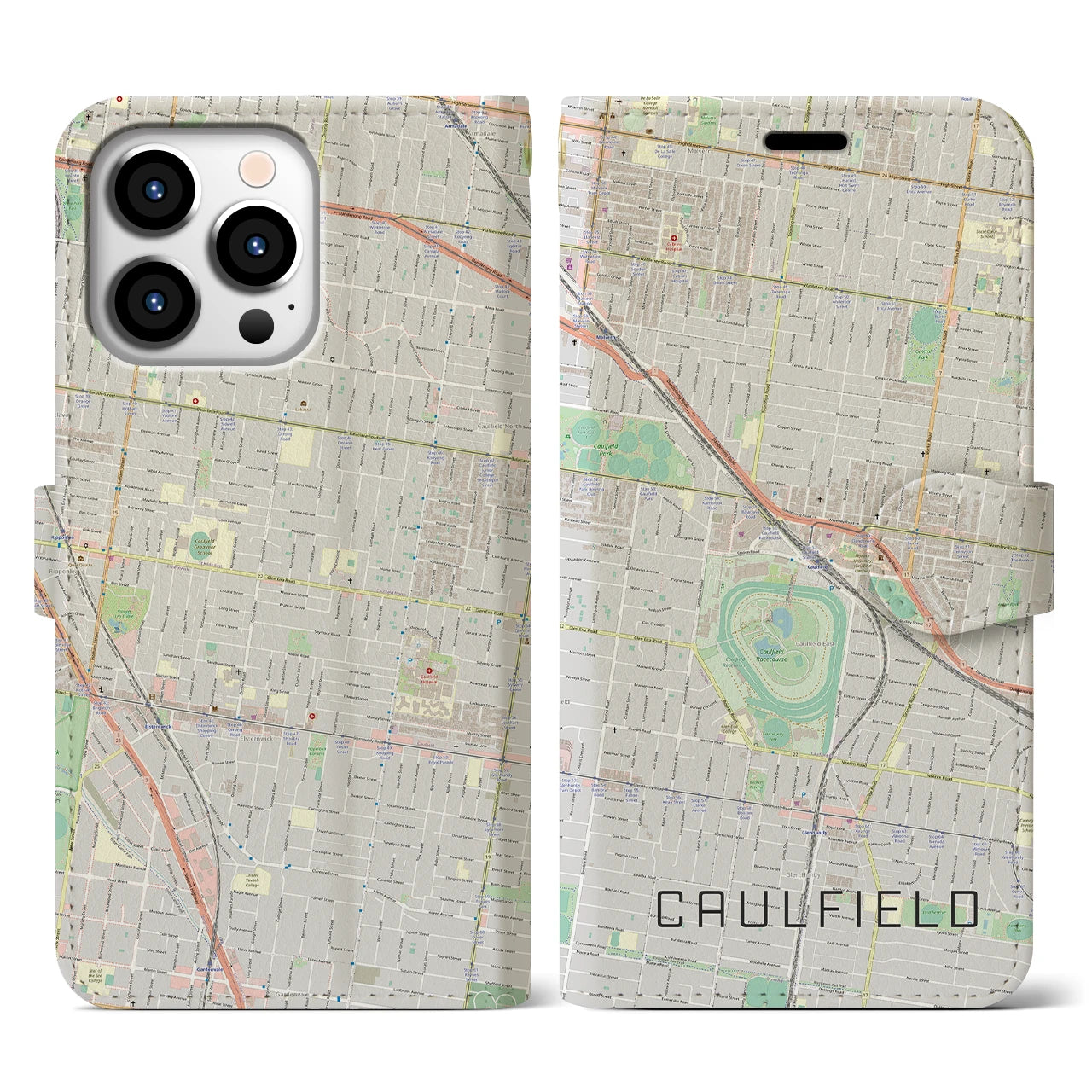 【コーフィールド(オーストラリア)】地図柄iPhoneケース(手帳タイプ)ナチュラル・iPhone 13 Pro 用