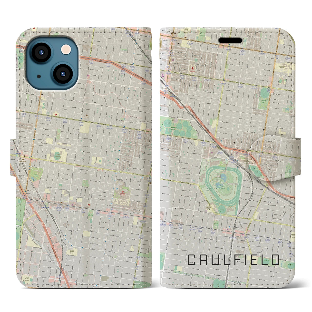 【コーフィールド(オーストラリア)】地図柄iPhoneケース(手帳タイプ)ナチュラル・iPhone 13 用