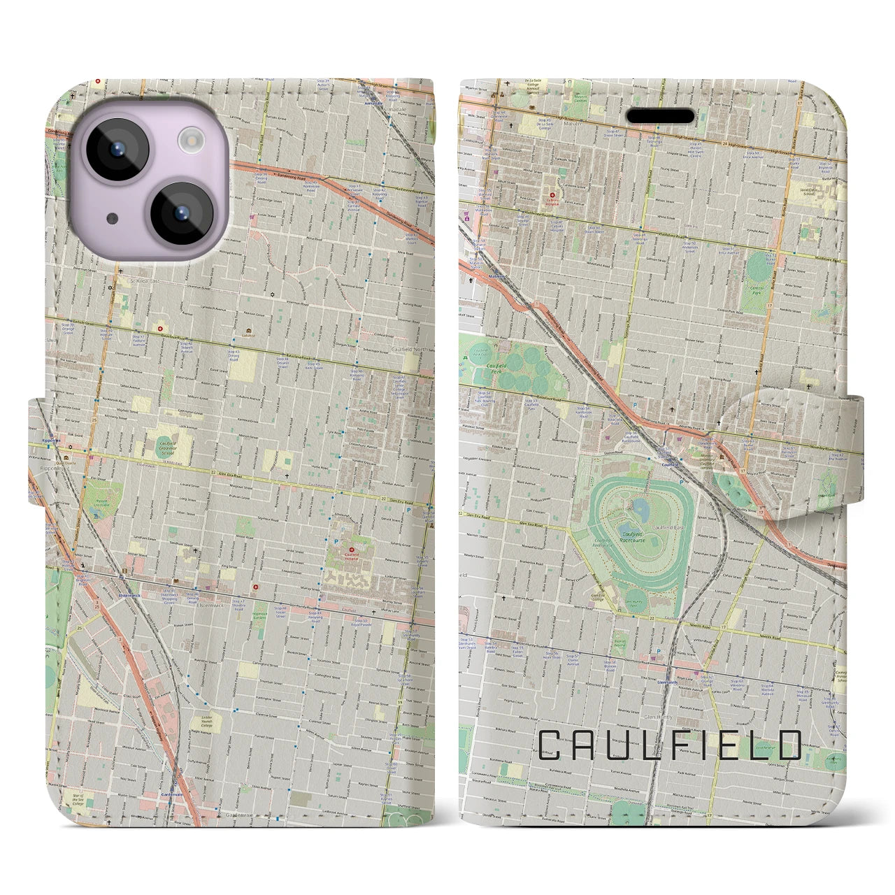 【コーフィールド(オーストラリア)】地図柄iPhoneケース(手帳タイプ)ナチュラル・iPhone 14 用