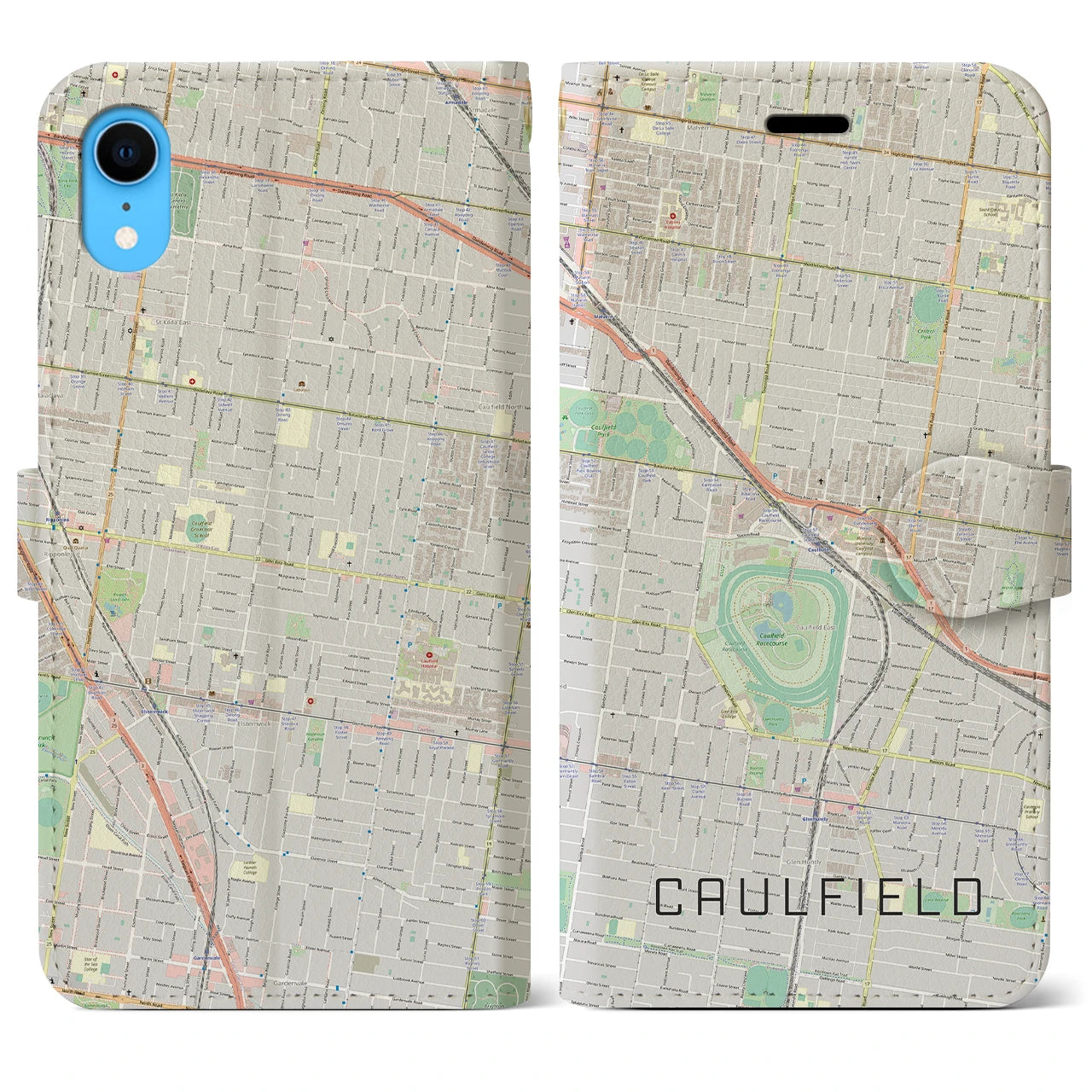 【コーフィールド(オーストラリア)】地図柄iPhoneケース(手帳タイプ)ナチュラル・iPhone XR 用