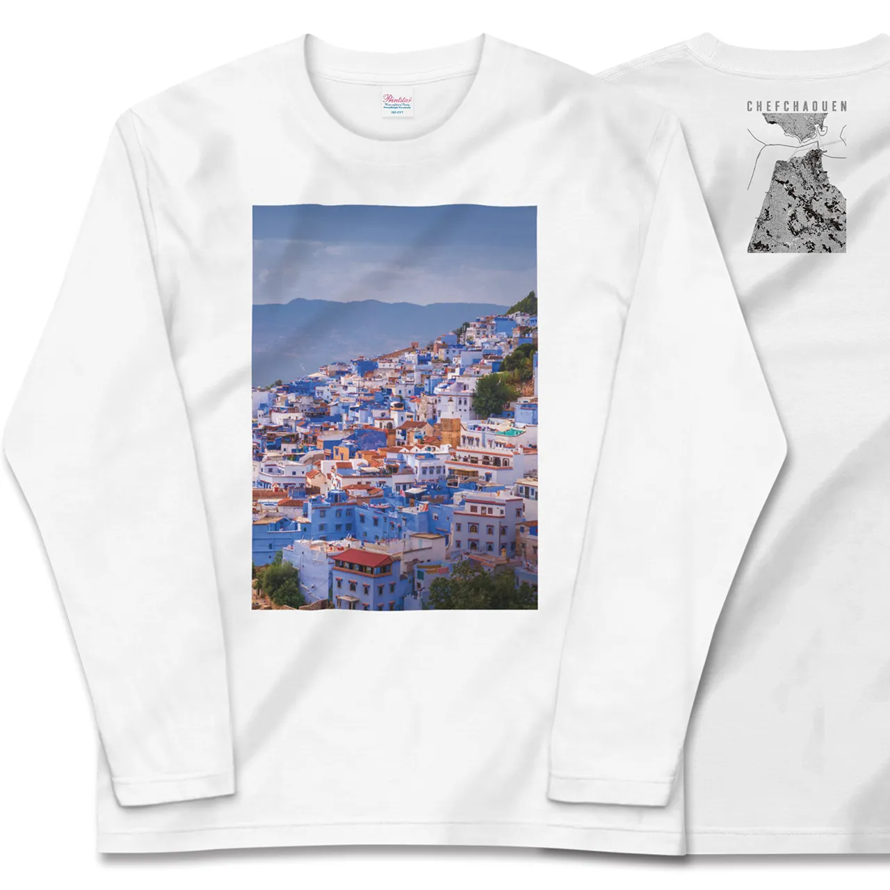 【シャウエン(モロッコ)】Map World ロングスリーブTシャツ