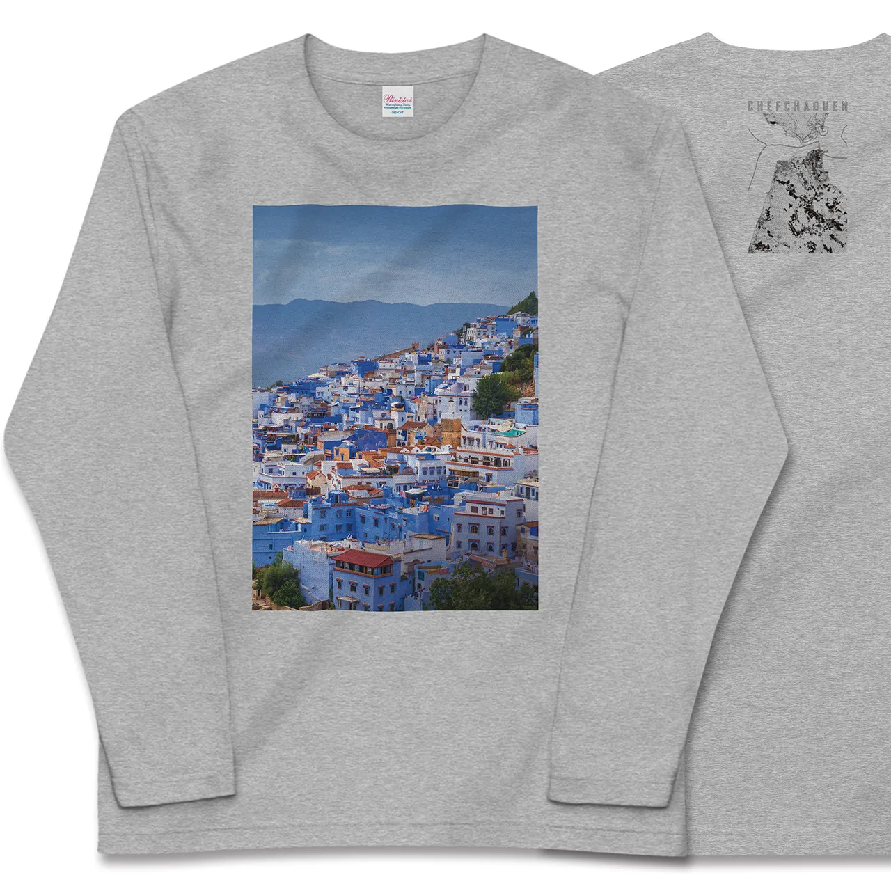 【シャウエン(モロッコ)】Map World ロングスリーブTシャツ