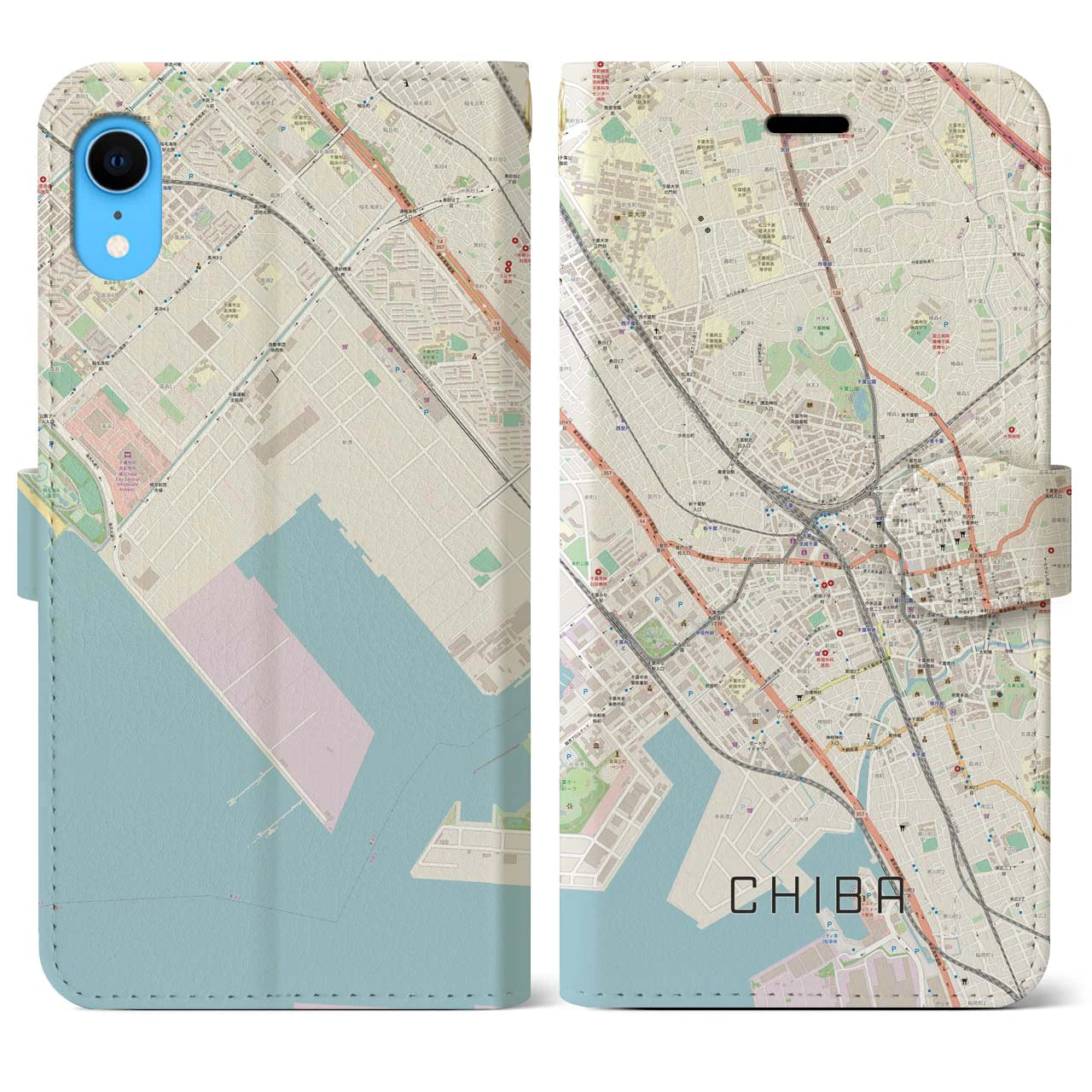 【千葉(千葉県)】地図柄iPhoneケース(手帳タイプ)ナチュラル・iPhone XR 用