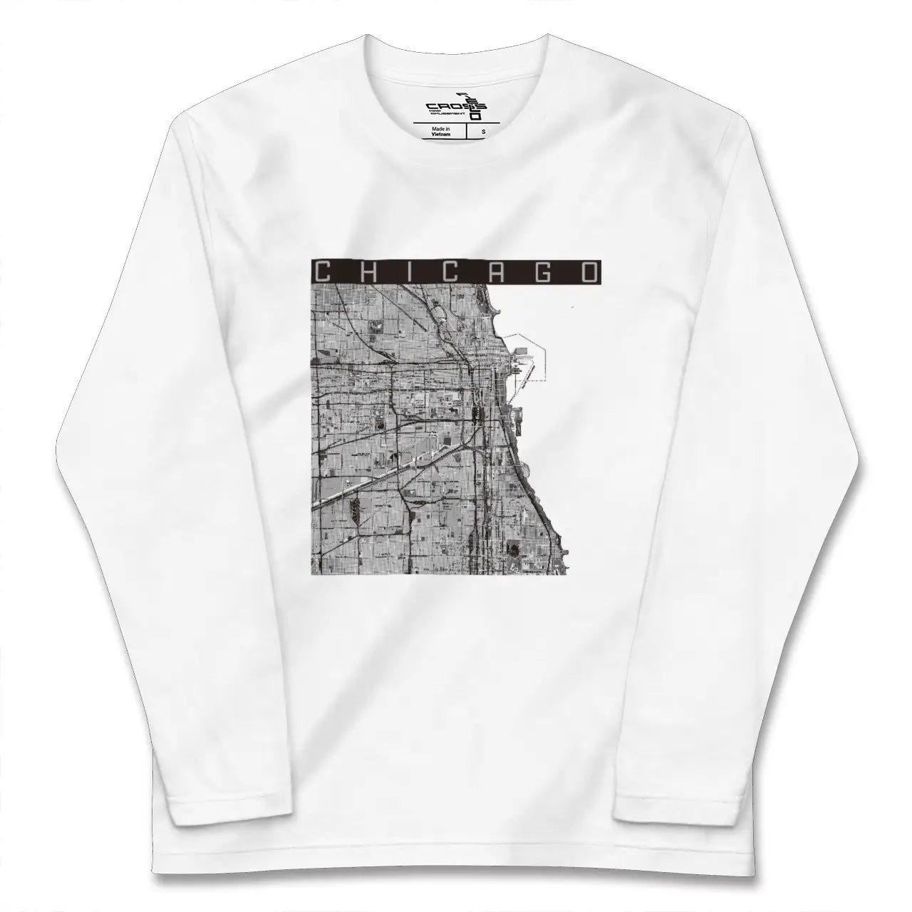 【シカゴ(アメリカ)】地図柄ロングスリーブTシャツ