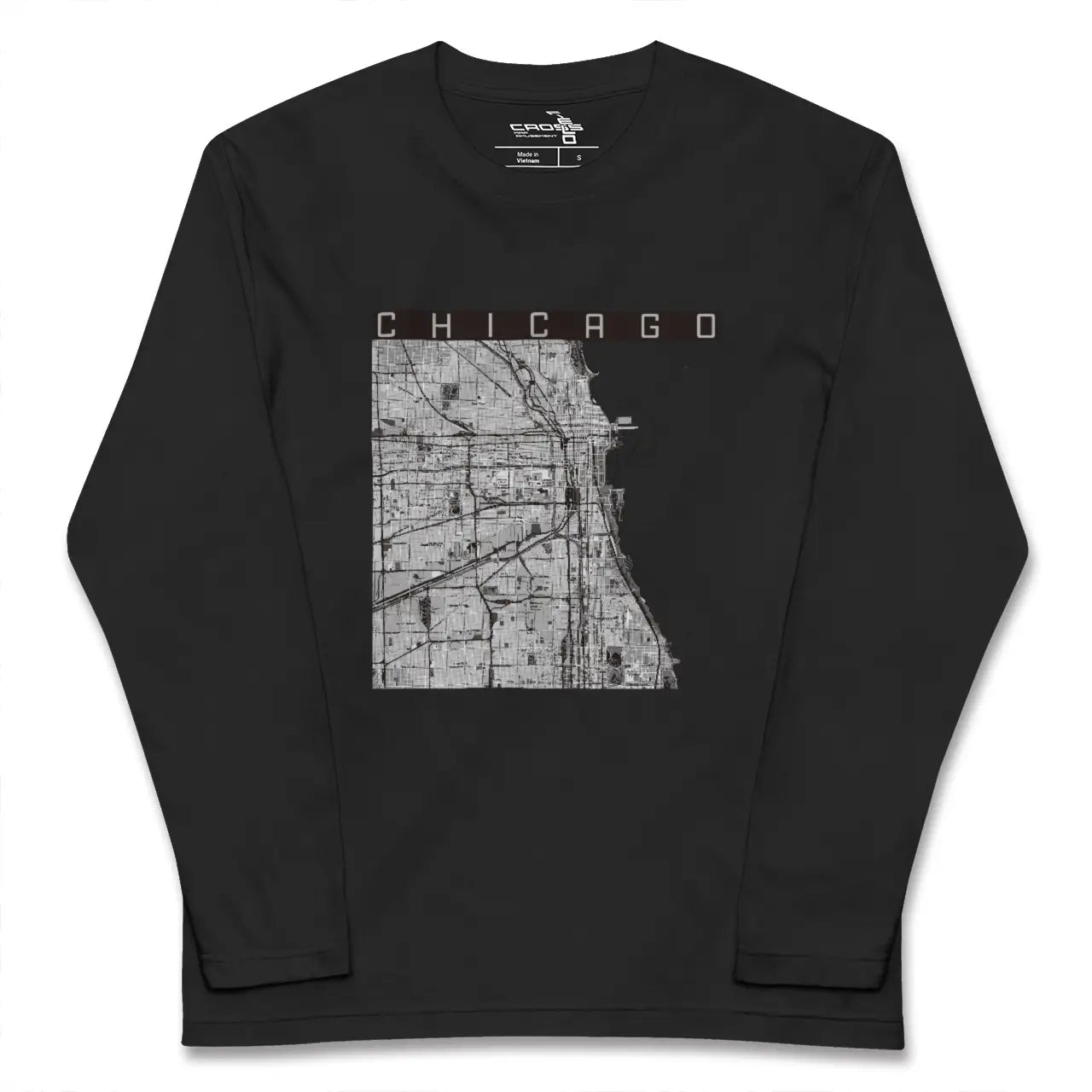 【シカゴ(アメリカ)】地図柄ロングスリーブTシャツ