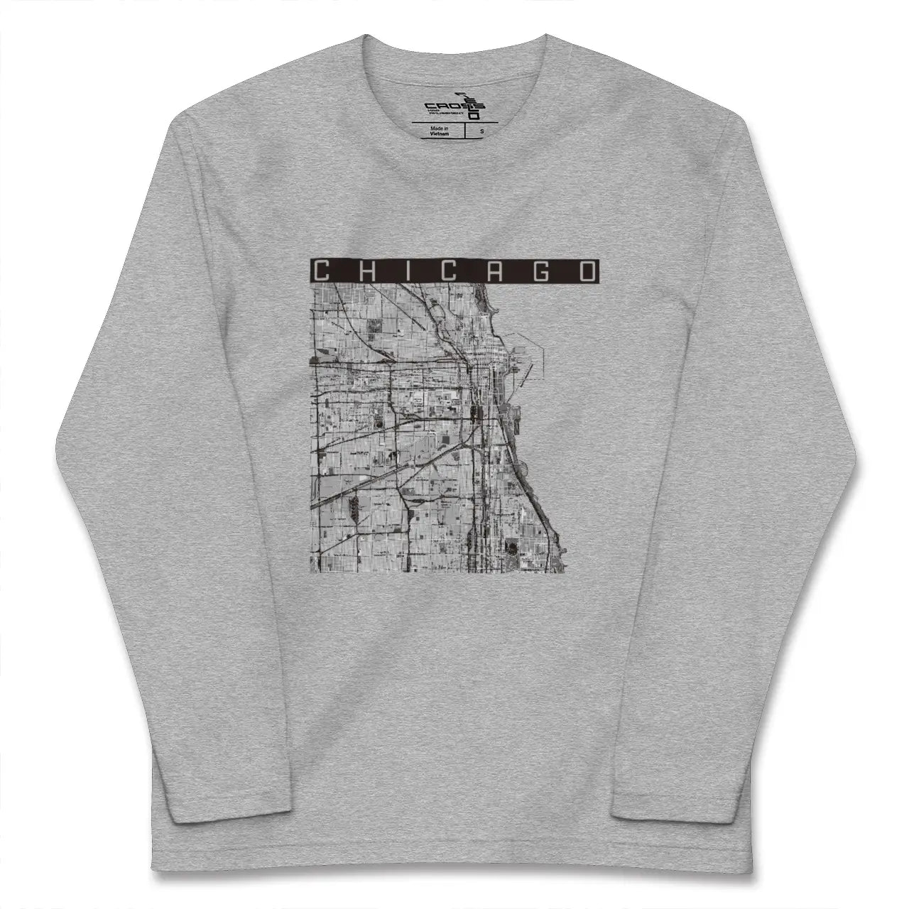 【シカゴ(アメリカ)】地図柄ロングスリーブTシャツ