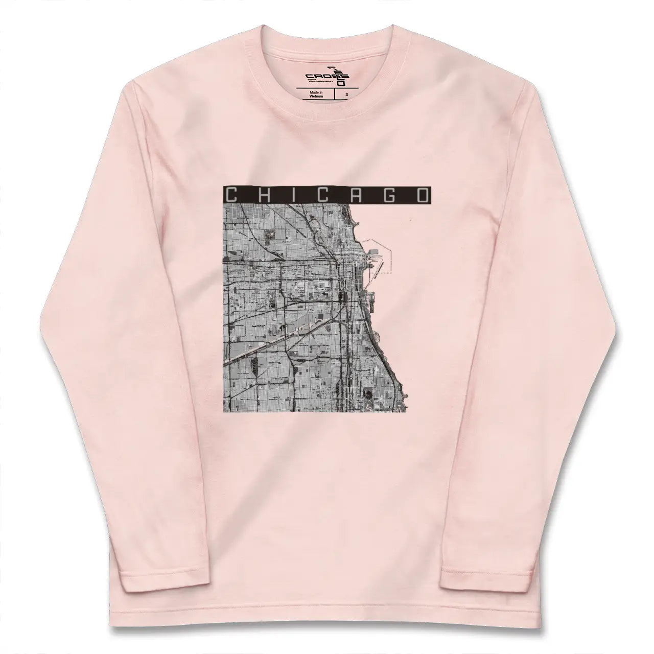【シカゴ(アメリカ)】地図柄ロングスリーブTシャツ