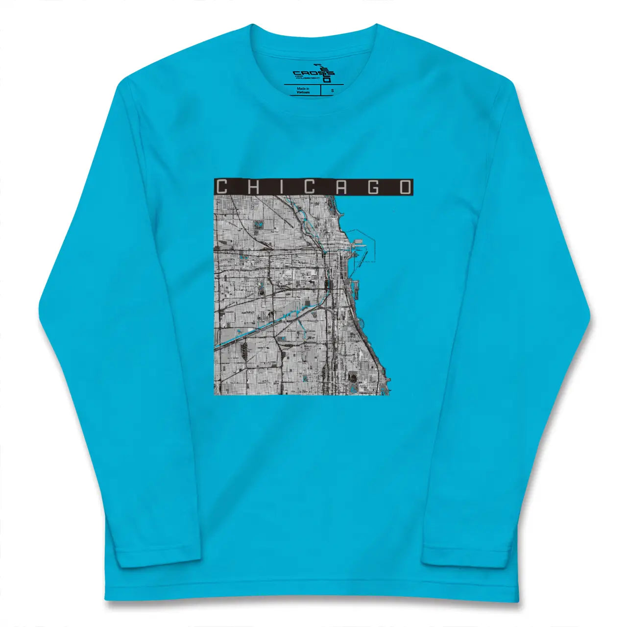 【シカゴ(アメリカ)】地図柄ロングスリーブTシャツ