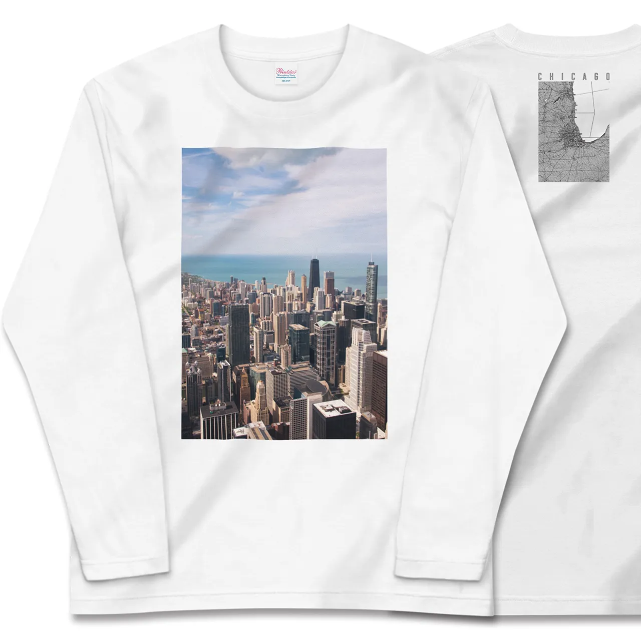 【シカゴ(アメリカ)】Map World ロングスリーブTシャツ