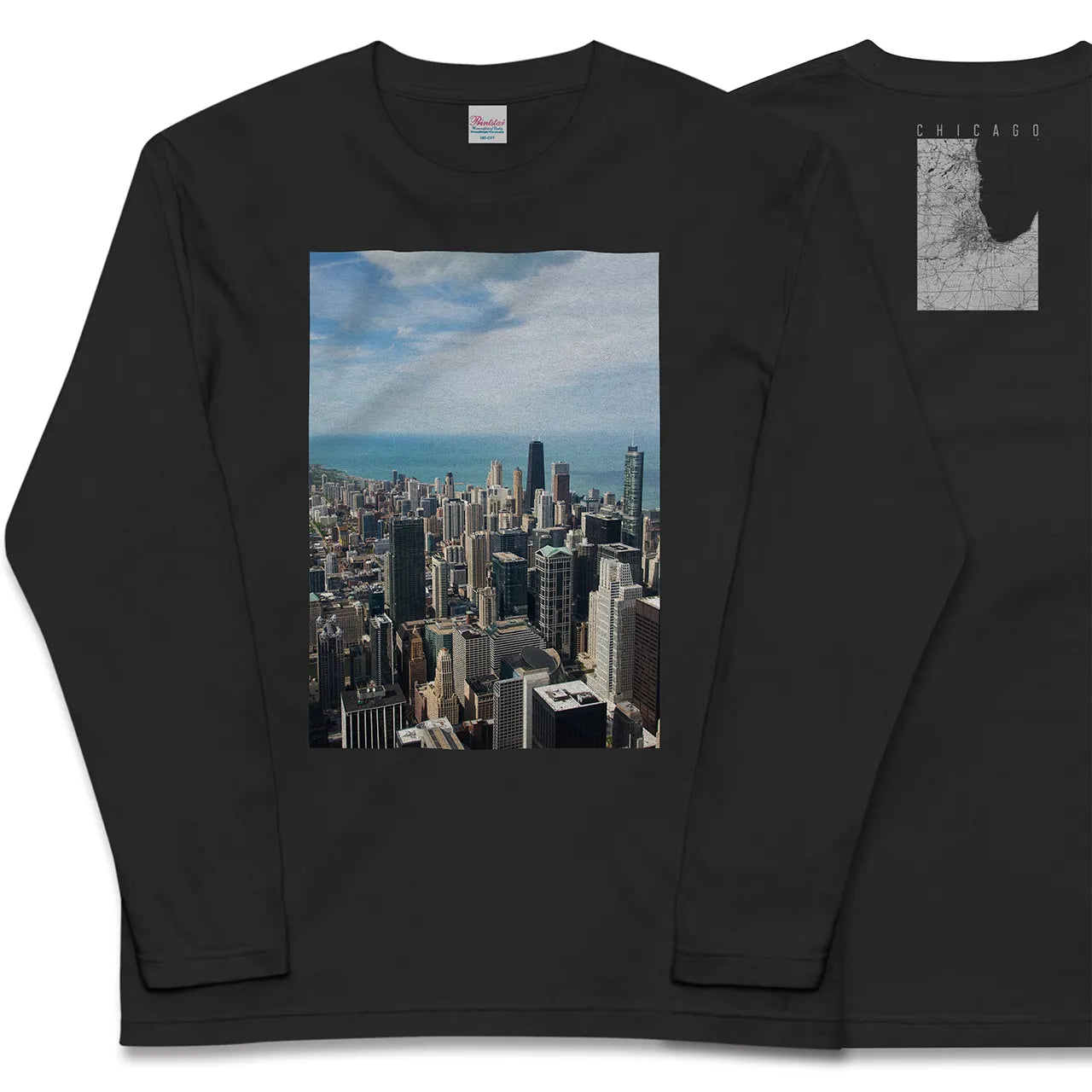 【シカゴ(アメリカ)】Map World ロングスリーブTシャツ