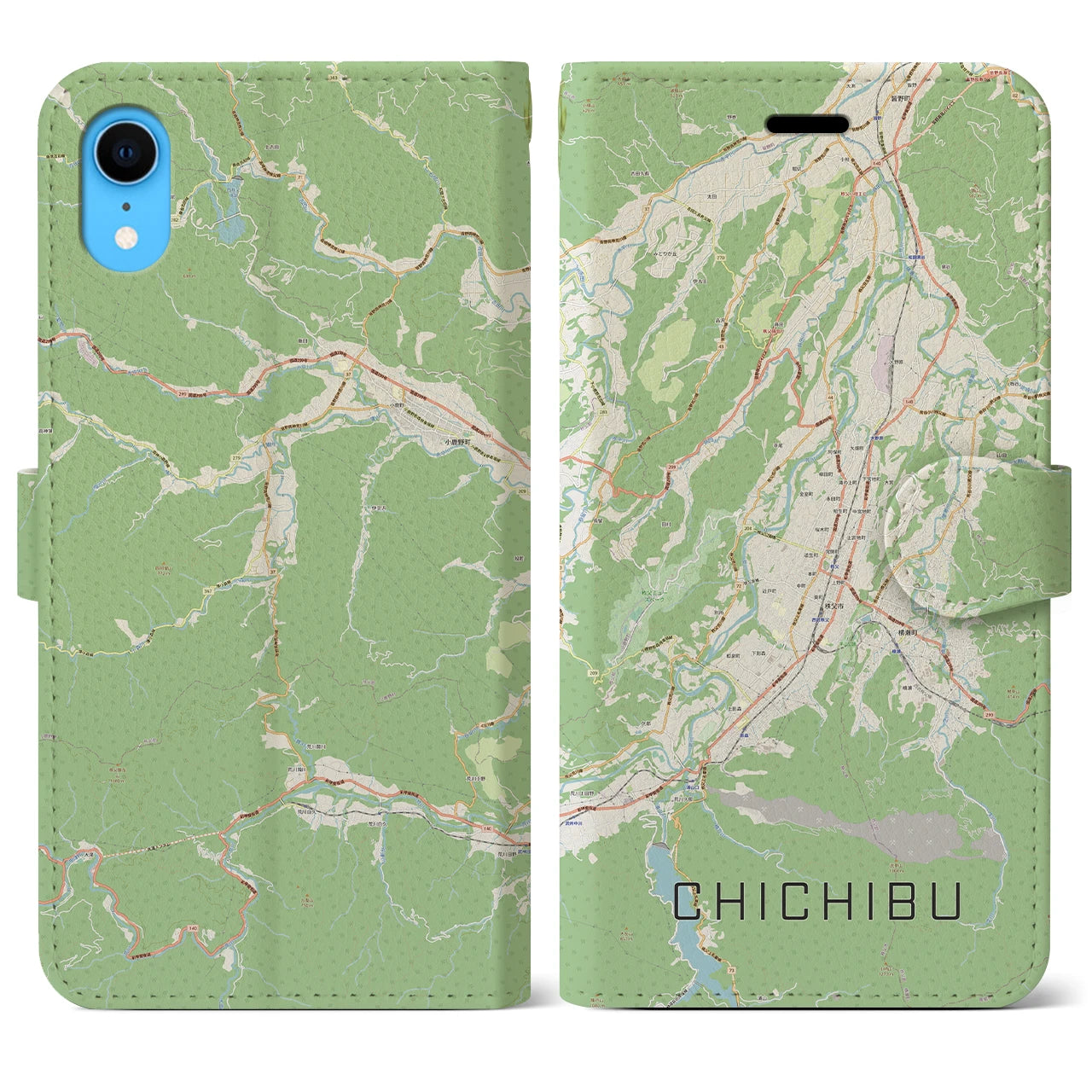 【秩父(埼玉県)】地図柄iPhoneケース(手帳タイプ)ナチュラル・iPhone XR 用