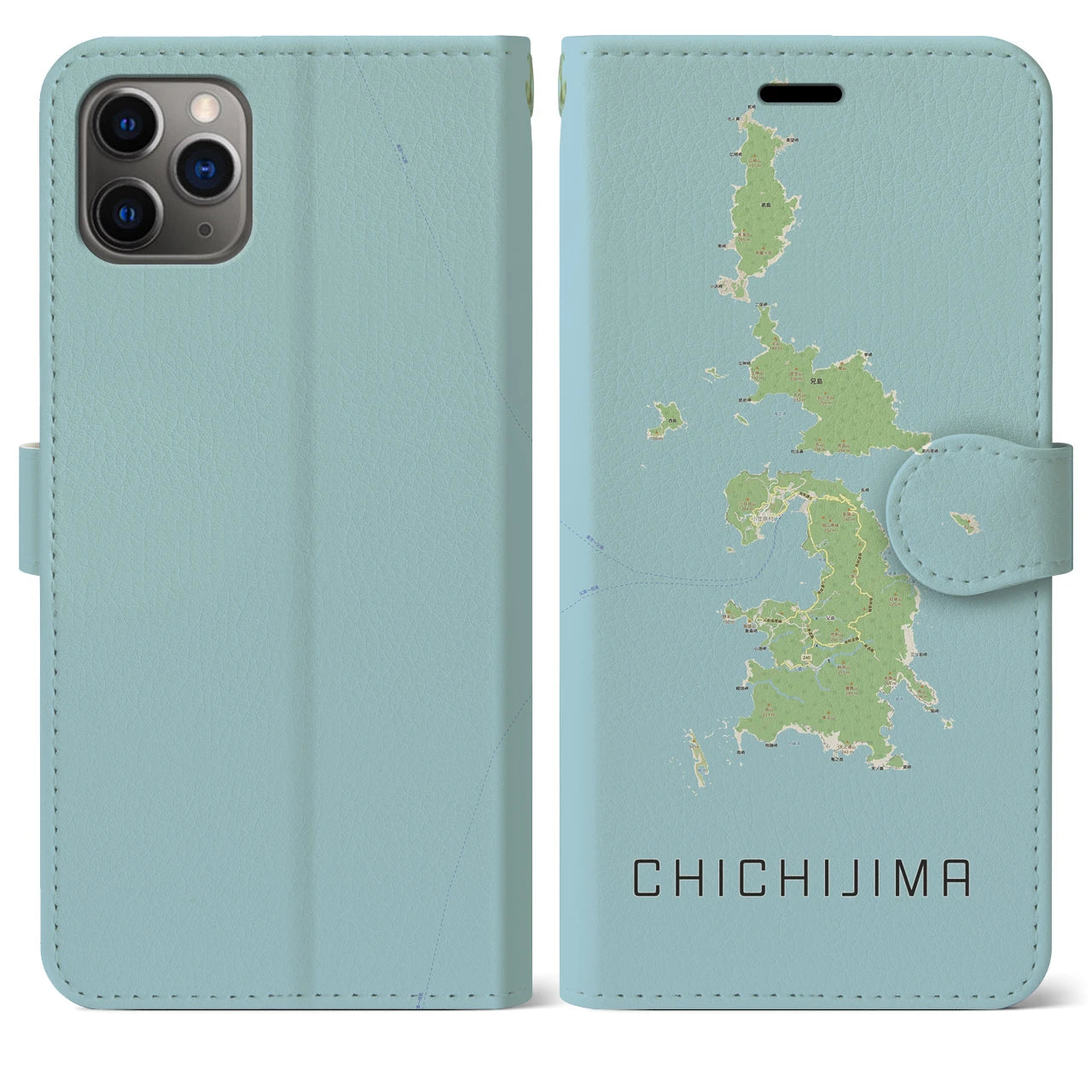 【父島(東京都)】地図柄iPhoneケース(手帳タイプ)ナチュラル・iPhone 11 Pro Max 用