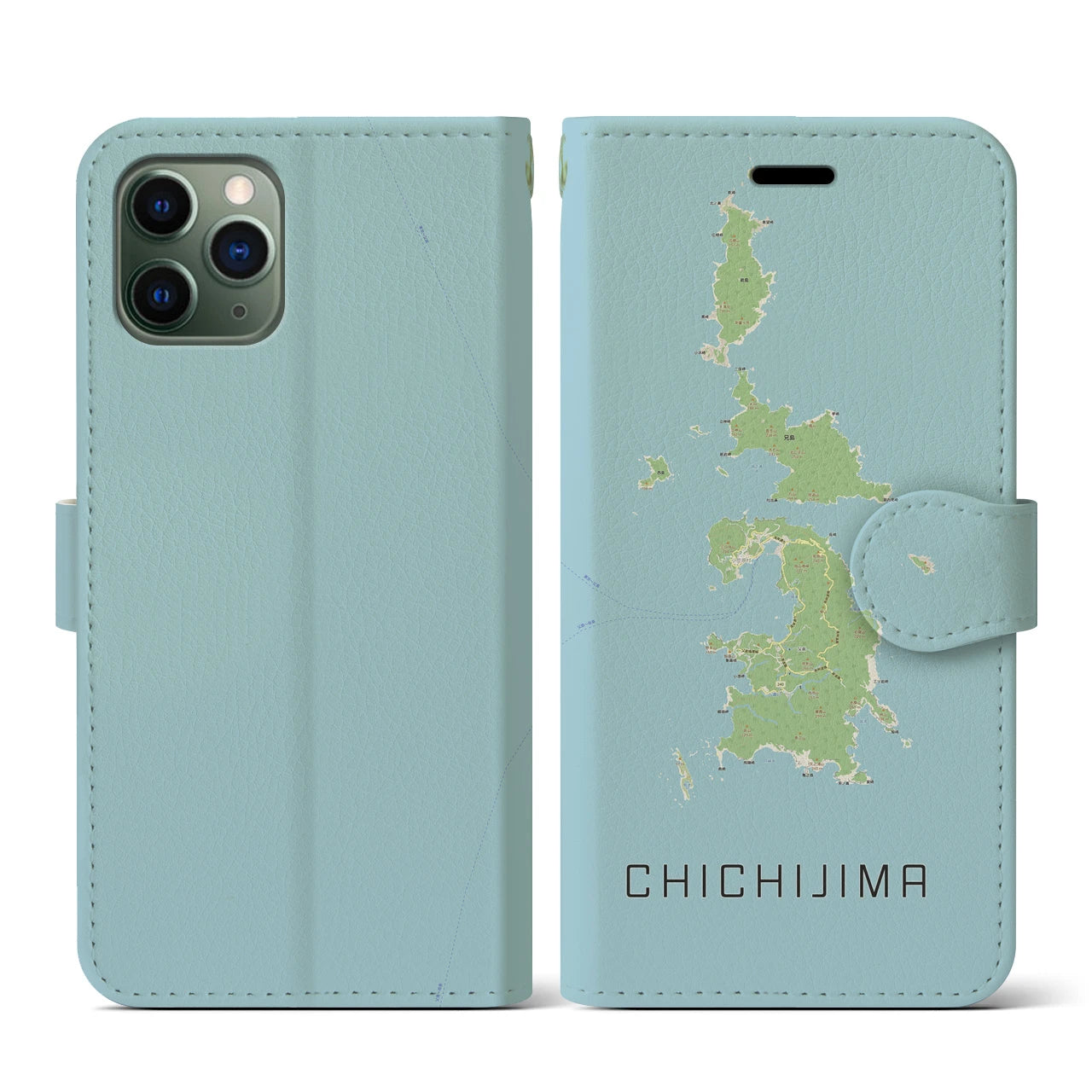 【父島(東京都)】地図柄iPhoneケース(手帳タイプ)ナチュラル・iPhone 11 Pro 用