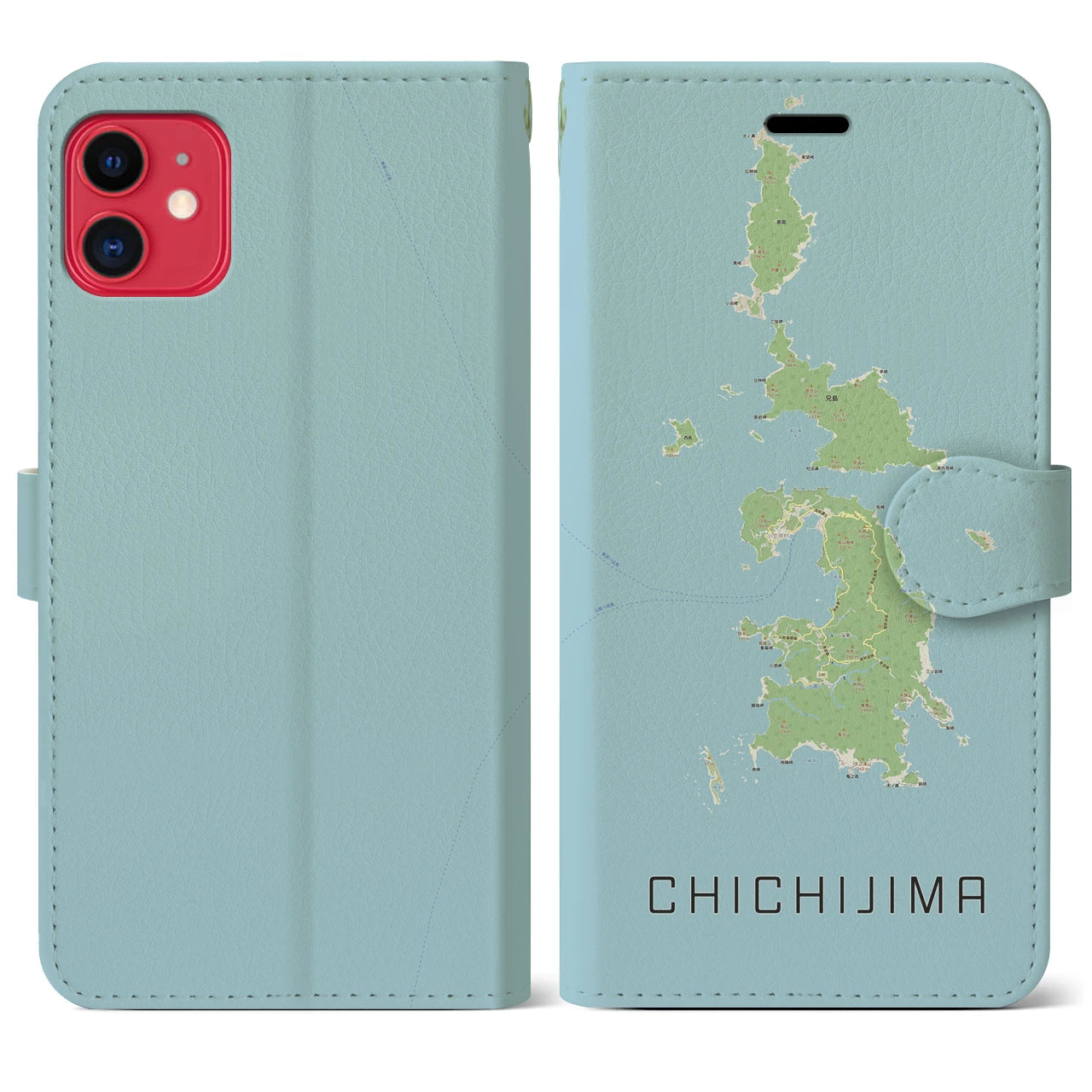 【父島(東京都)】地図柄iPhoneケース(手帳タイプ)ナチュラル・iPhone 11 用
