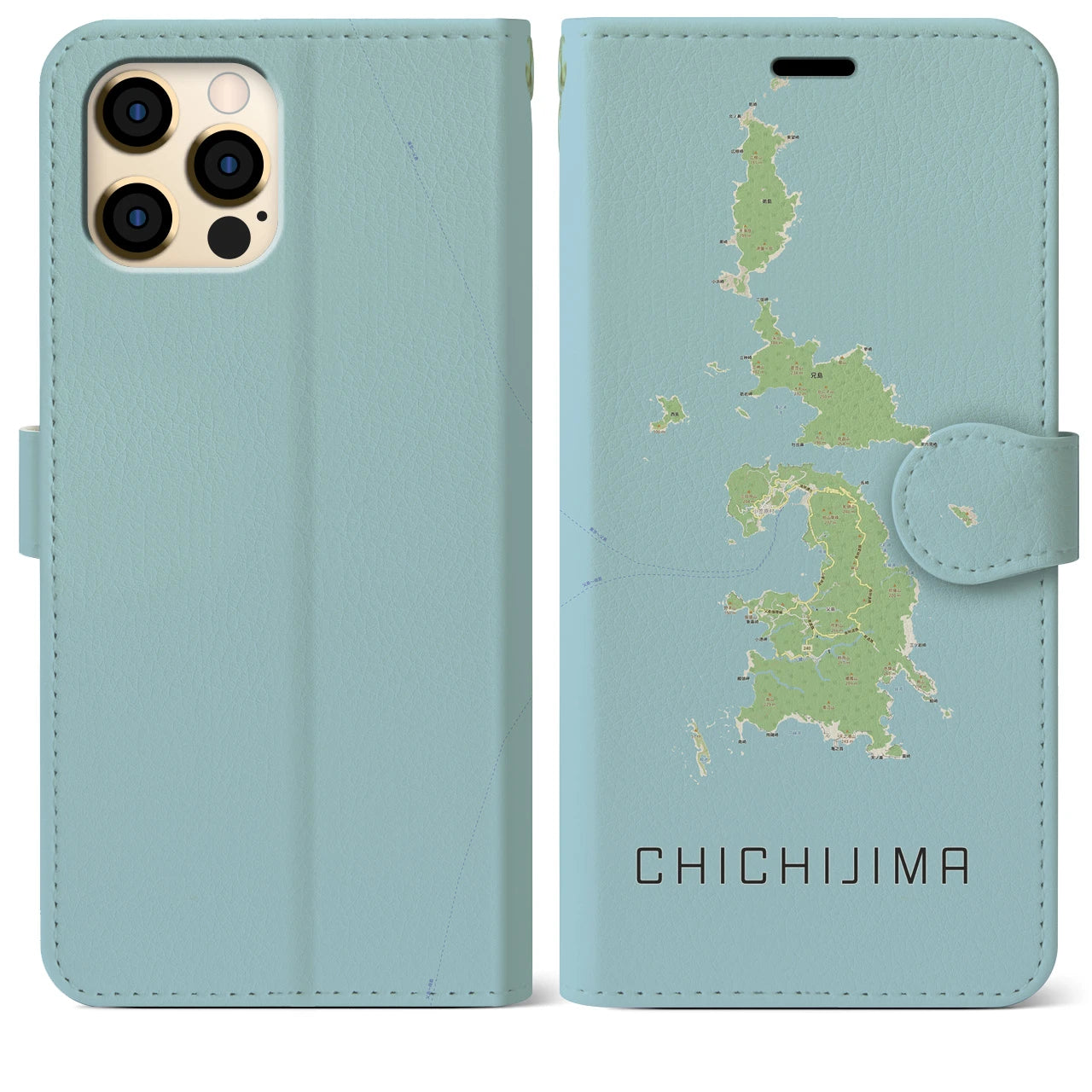 【父島(東京都)】地図柄iPhoneケース(手帳タイプ)ナチュラル・iPhone 12 Pro Max 用