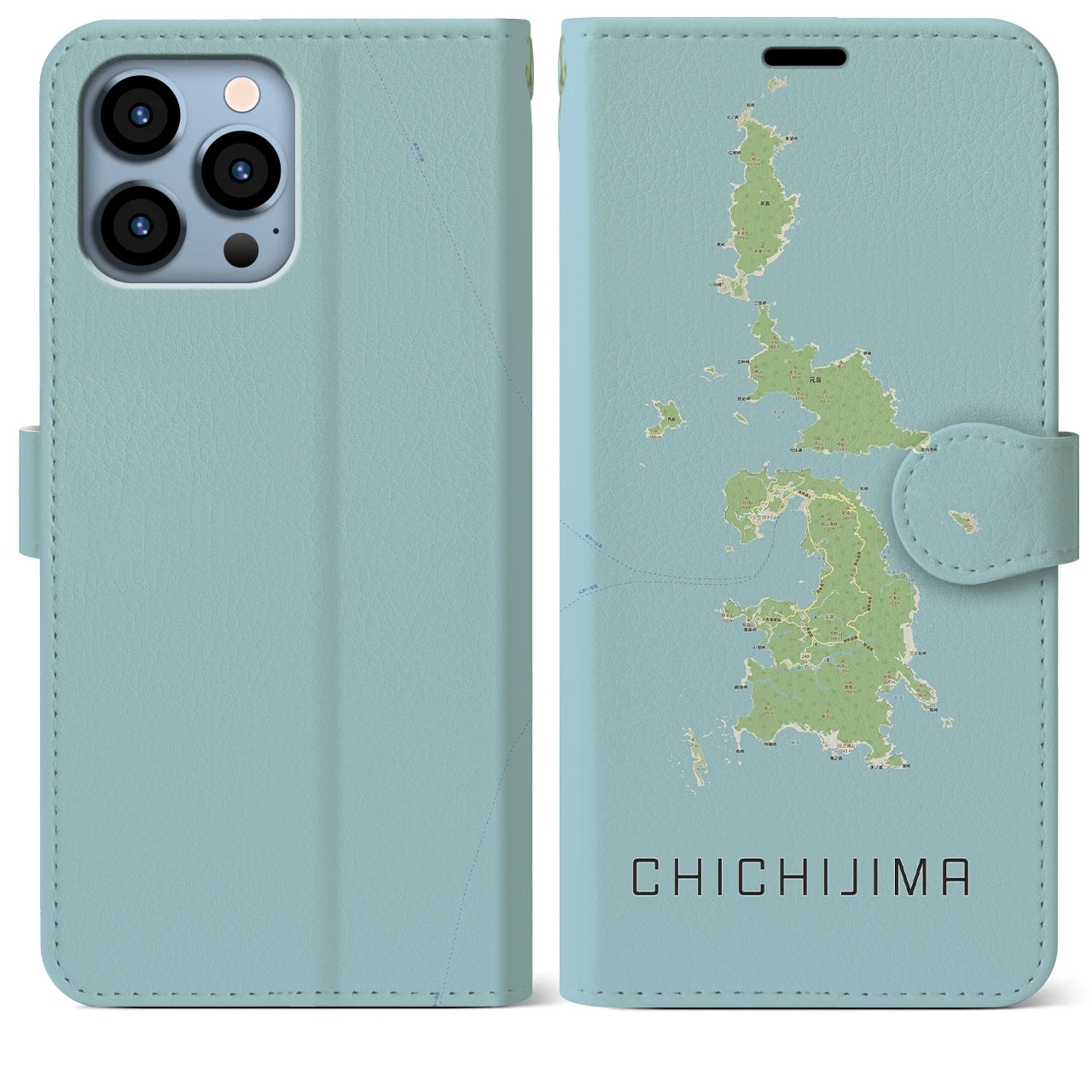 【父島(東京都)】地図柄iPhoneケース(手帳タイプ)ナチュラル・iPhone 13 Pro Max 用