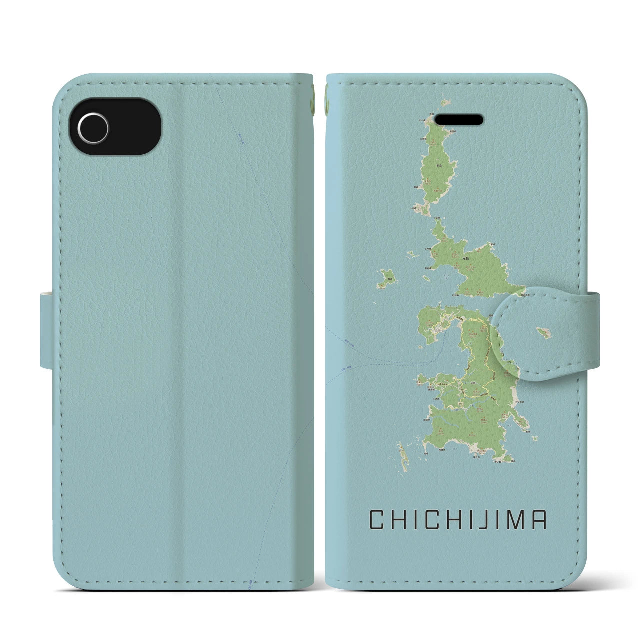 【父島(東京都)】地図柄iPhoneケース(手帳タイプ)ナチュラル・iPhone SE(第3 / 第2世代) / 8 / 7 / 6s / 6 用