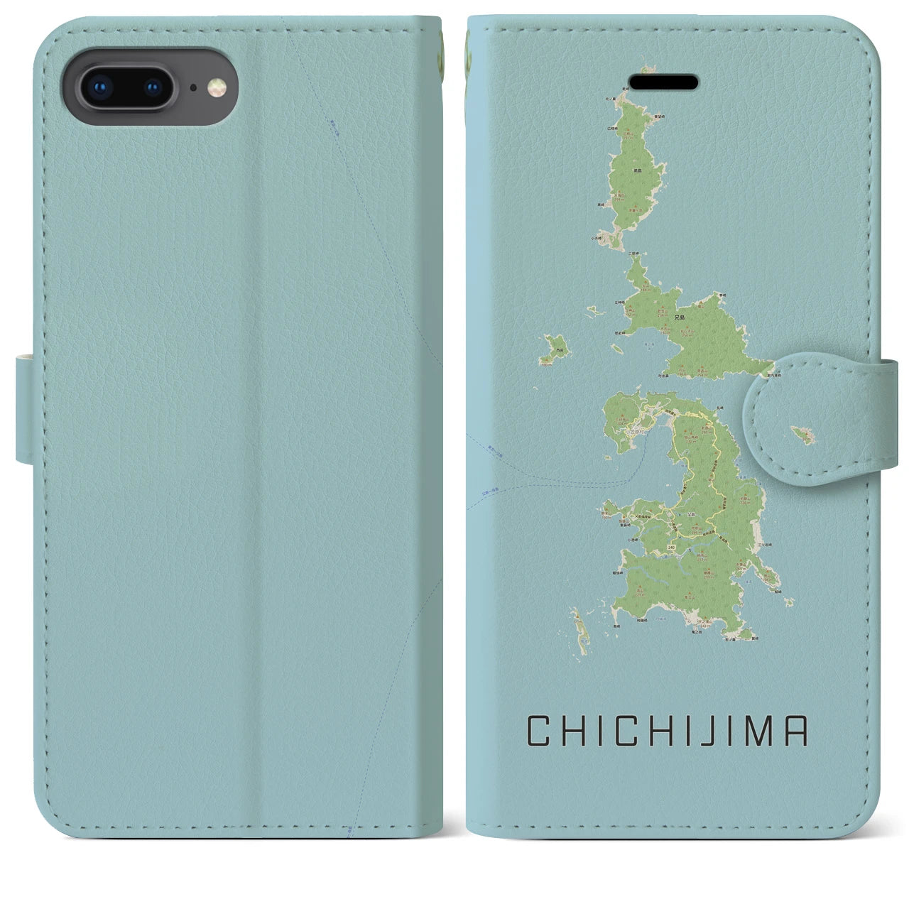 【父島(東京都)】地図柄iPhoneケース(手帳タイプ)ナチュラル・iPhone 8Plus /7Plus / 6sPlus / 6Plus 用
