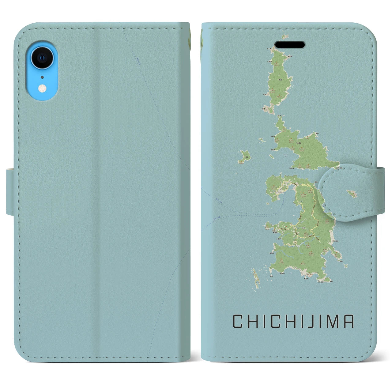 【父島(東京都)】地図柄iPhoneケース(手帳タイプ)ナチュラル・iPhone XR 用