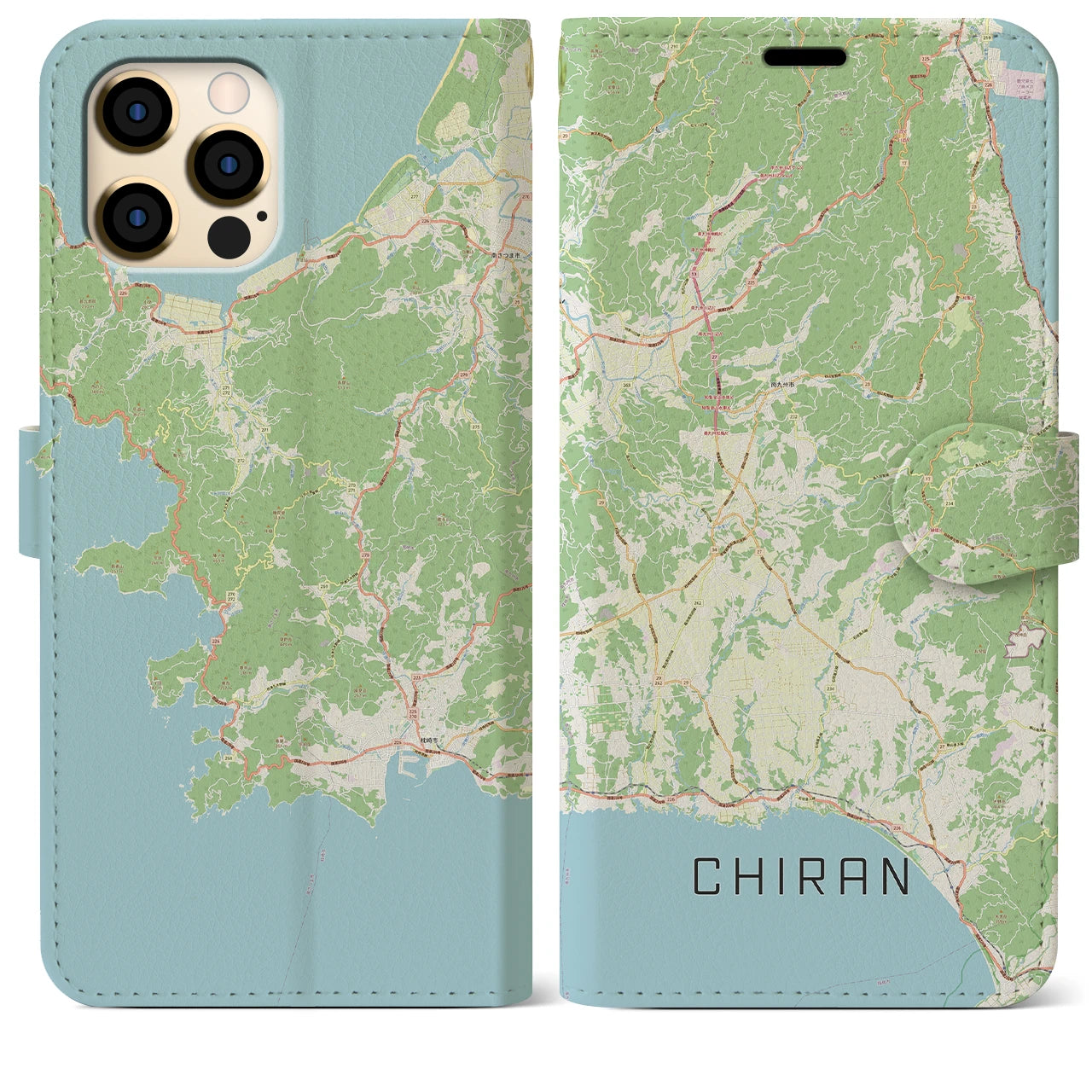 【知覧(鹿児島県)】地図柄iPhoneケース(手帳タイプ)ナチュラル・iPhone 12 Pro Max 用
