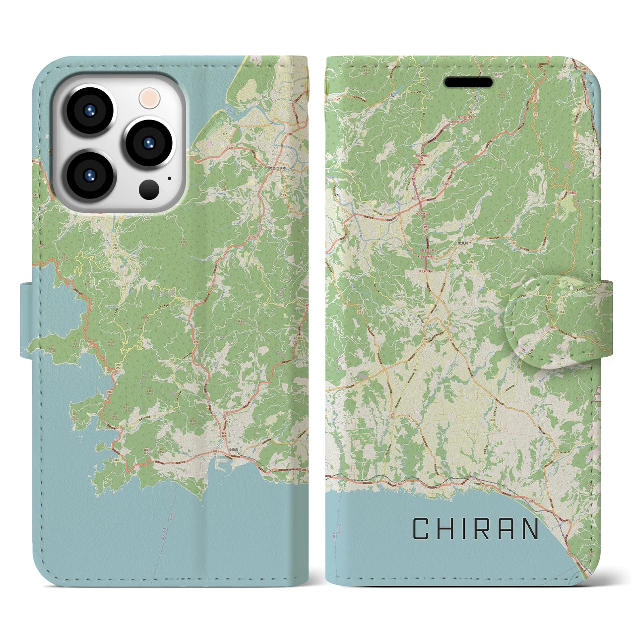 【知覧(鹿児島県)】地図柄iPhoneケース(手帳タイプ)ナチュラル・iPhone 13 Pro 用
