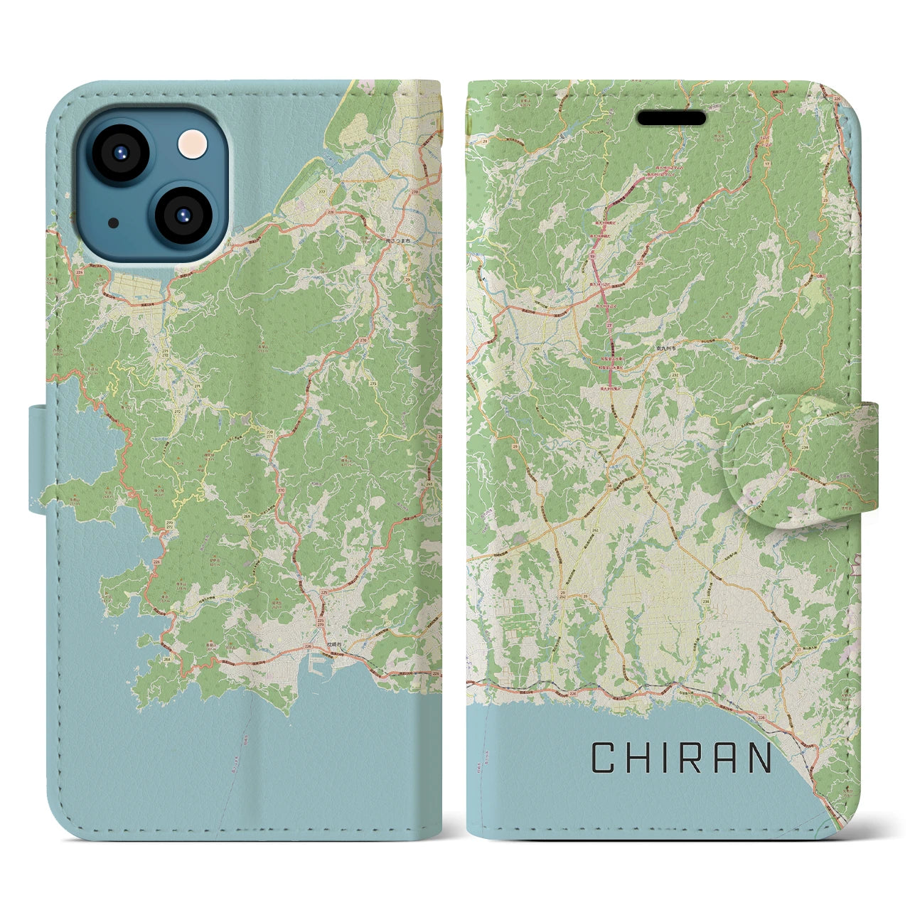 【知覧(鹿児島県)】地図柄iPhoneケース(手帳タイプ)ナチュラル・iPhone 13 用