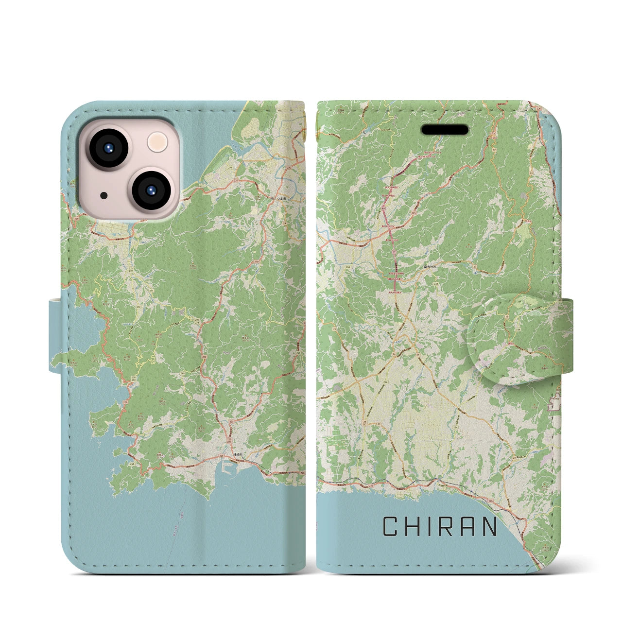 【知覧(鹿児島県)】地図柄iPhoneケース(手帳タイプ)ナチュラル・iPhone 13 mini 用