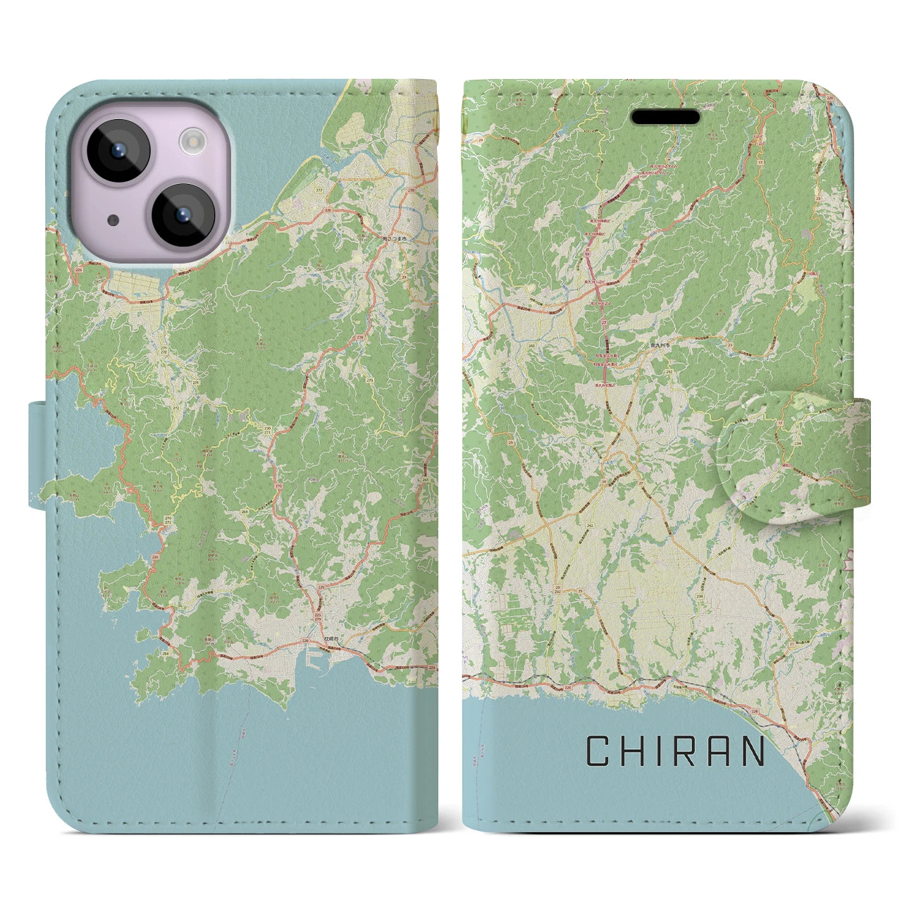 【知覧(鹿児島県)】地図柄iPhoneケース(手帳タイプ)ナチュラル・iPhone 14 用