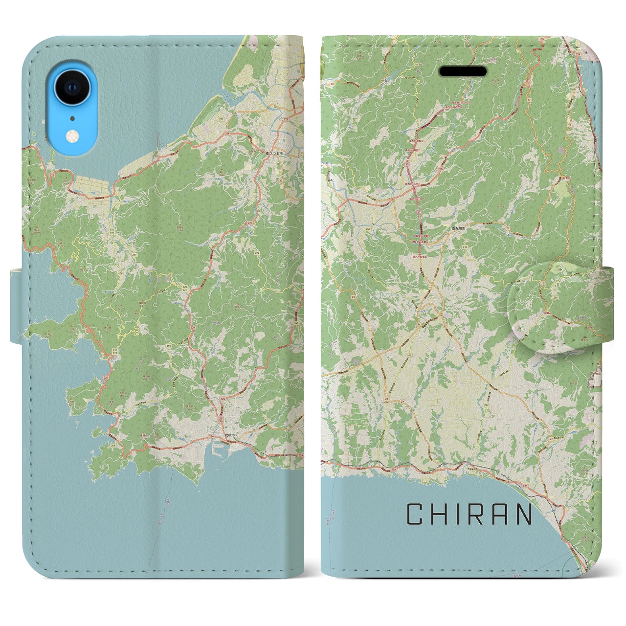 【知覧(鹿児島県)】地図柄iPhoneケース(手帳タイプ)ナチュラル・iPhone XR 用