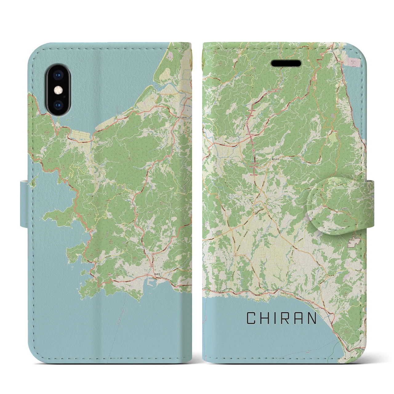 【知覧(鹿児島県)】地図柄iPhoneケース(手帳タイプ)ナチュラル・iPhone XS / X 用