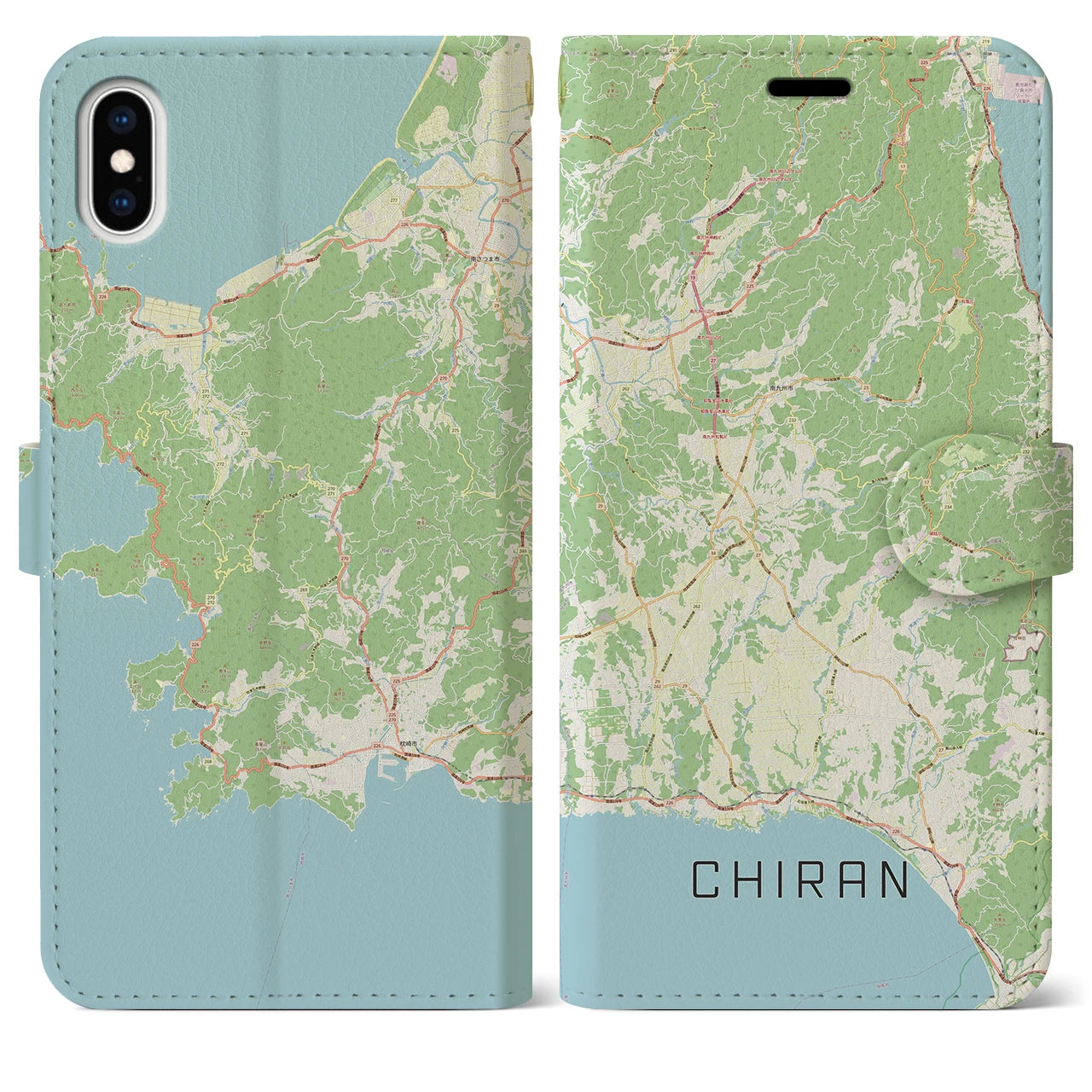 【知覧(鹿児島県)】地図柄iPhoneケース(手帳タイプ)ナチュラル・iPhone XS Max 用