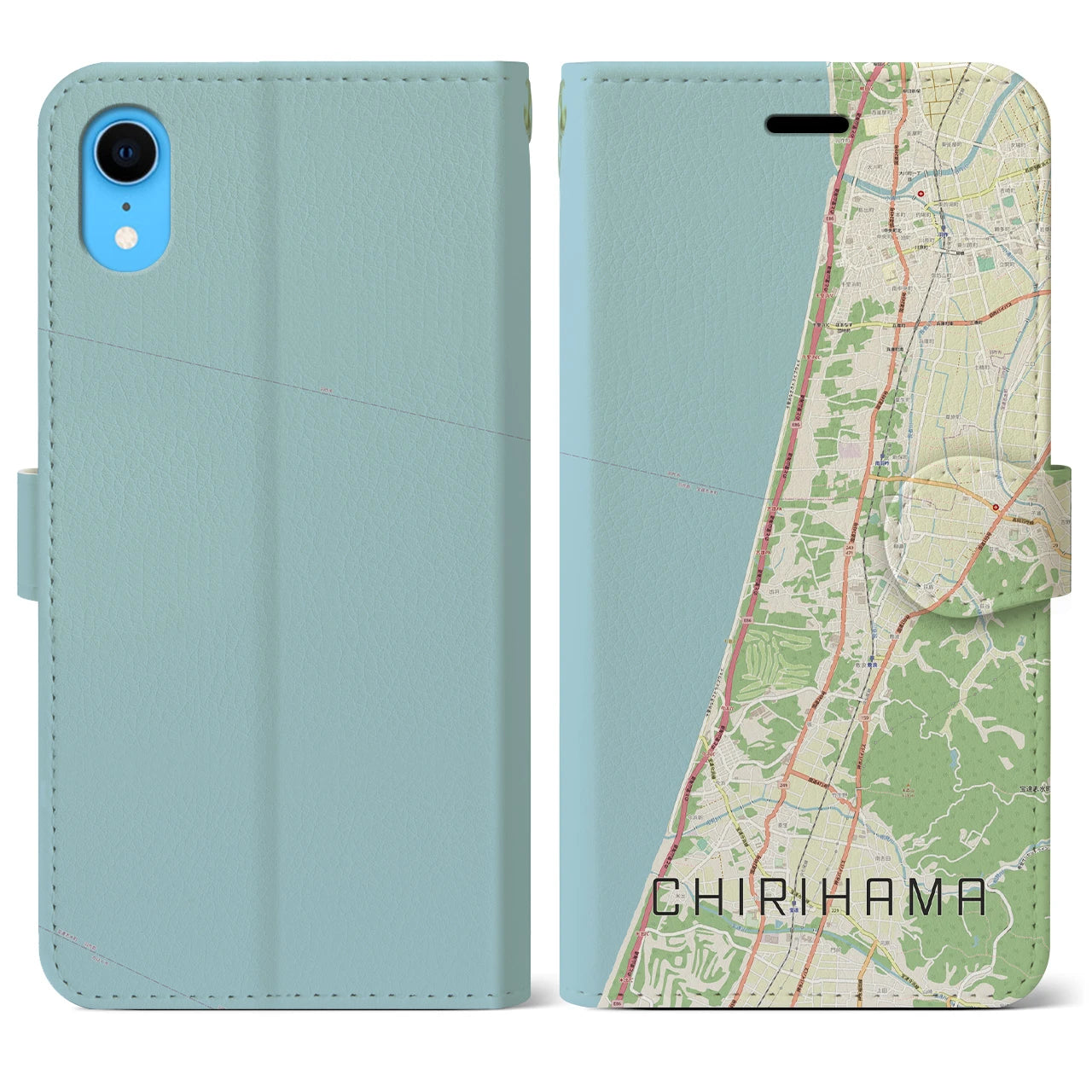 【千里浜(石川県)】地図柄iPhoneケース(手帳タイプ)ナチュラル・iPhone XR 用