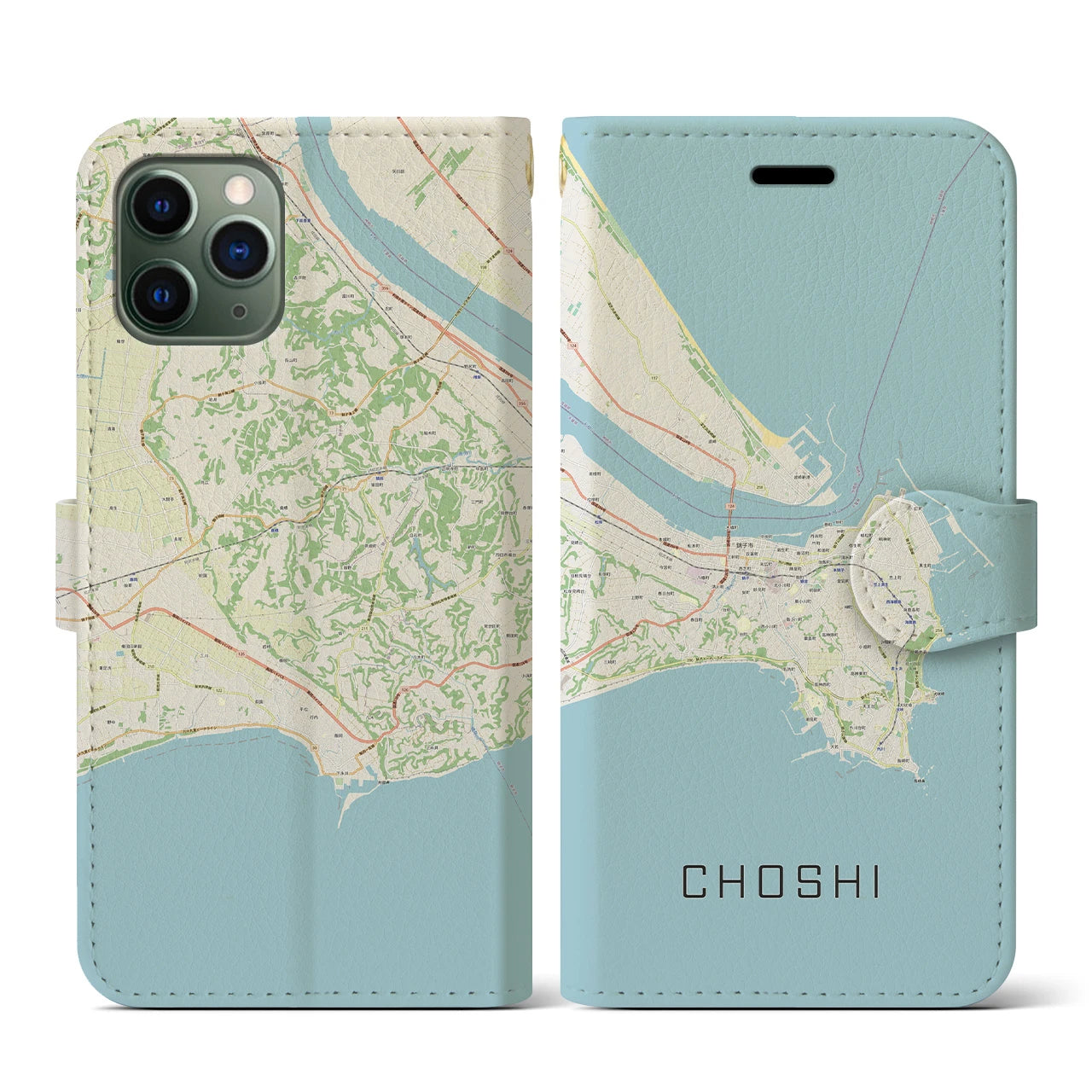 【銚子(千葉県)】地図柄iPhoneケース(手帳タイプ)ナチュラル・iPhone 11 Pro 用