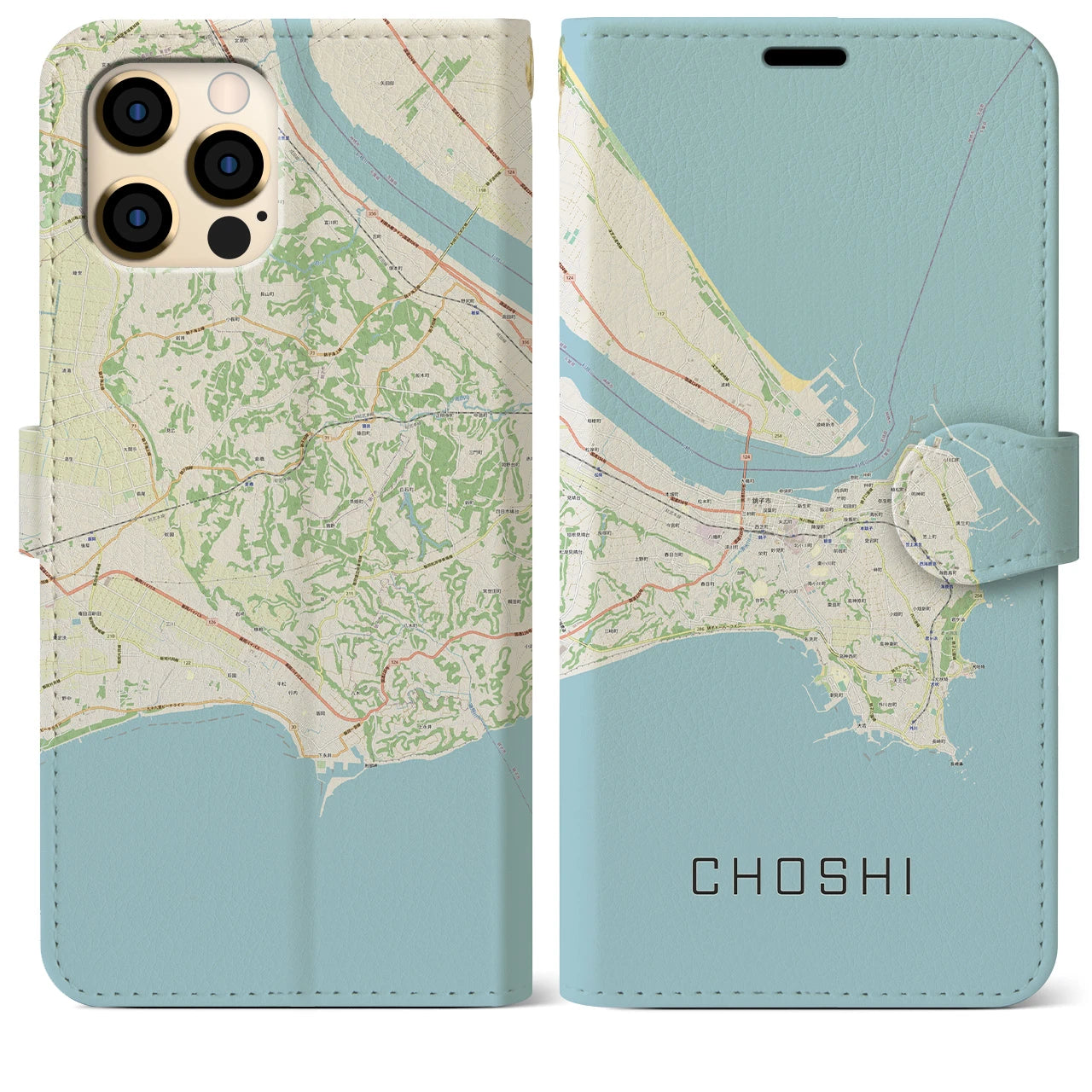 【銚子(千葉県)】地図柄iPhoneケース(手帳タイプ)ナチュラル・iPhone 12 Pro Max 用