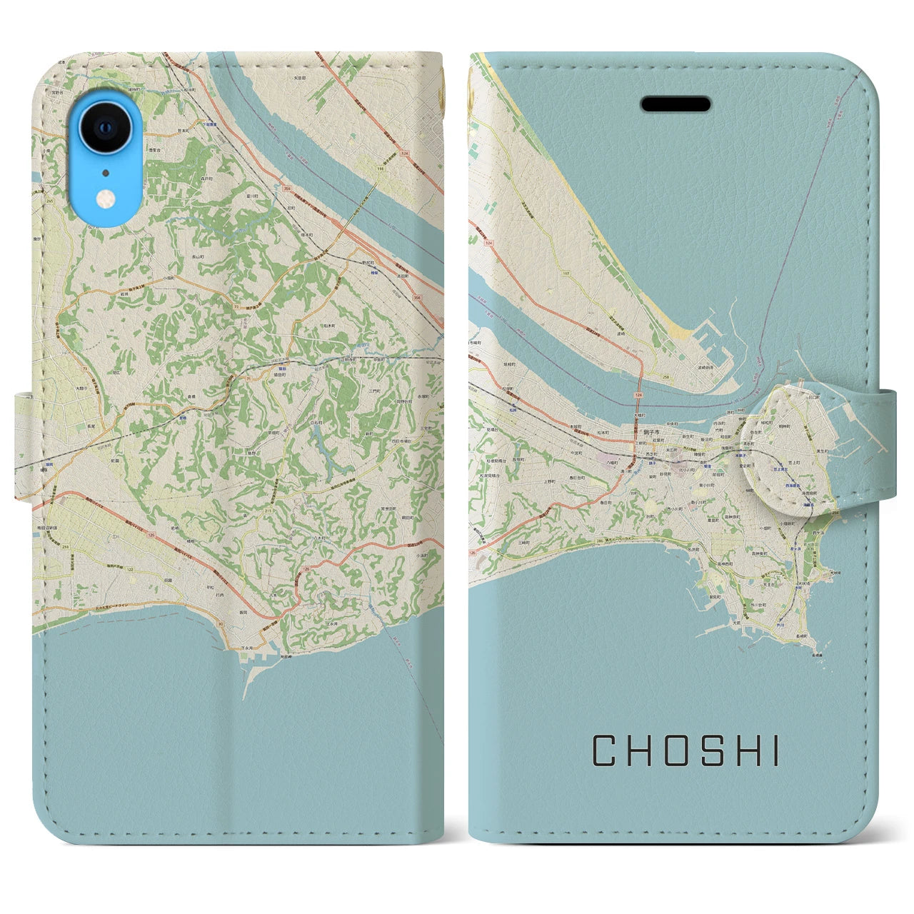 【銚子(千葉県)】地図柄iPhoneケース(手帳タイプ)ナチュラル・iPhone XR 用