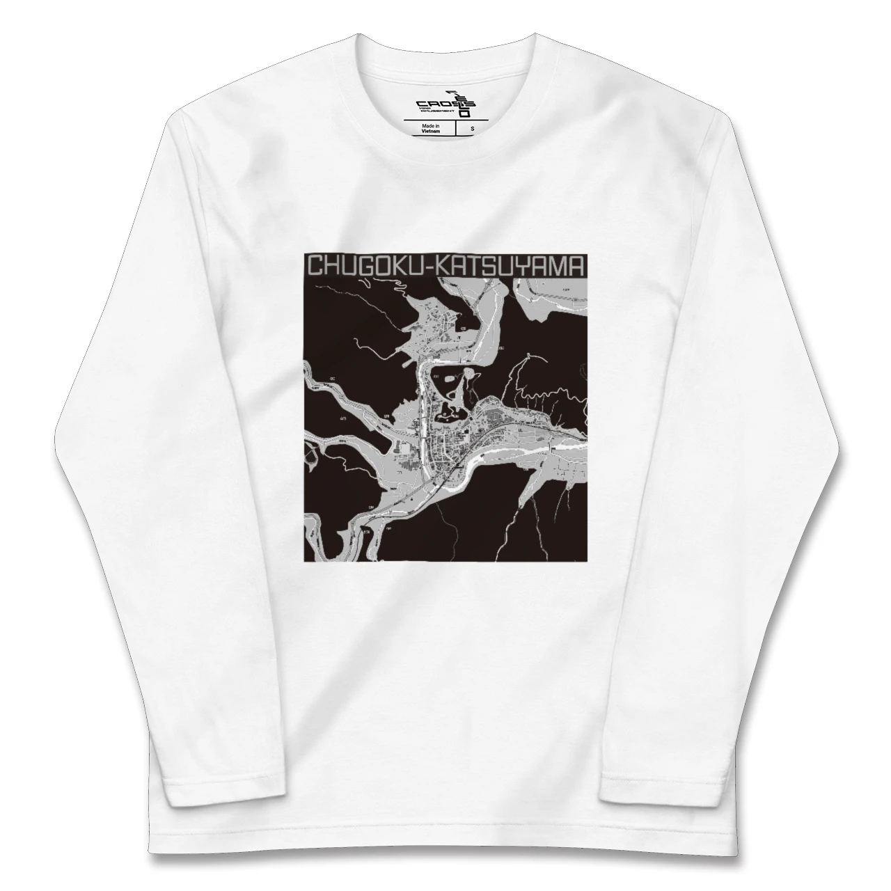 【中国勝山(岡山県)】地図柄ロングスリーブTシャツ