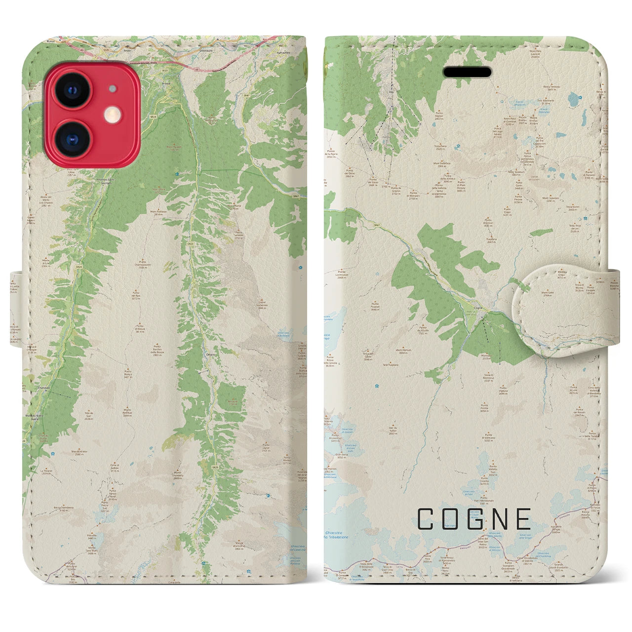 【コーニュ(イタリア)】地図柄iPhoneケース(手帳タイプ)ナチュラル・iPhone 11 用